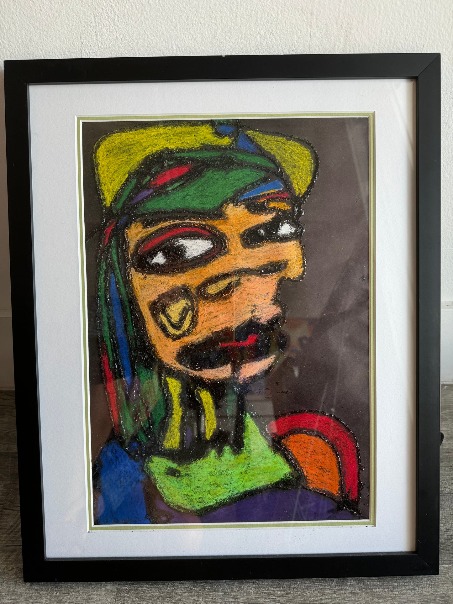 Face 5 - Picasso style with glitter - ORIGINAL 12x17” FRAMED