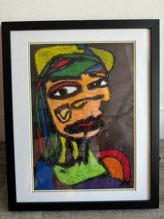 Face 5 - Picasso style with glitter - ORIGINAL 12x17” FRAMED