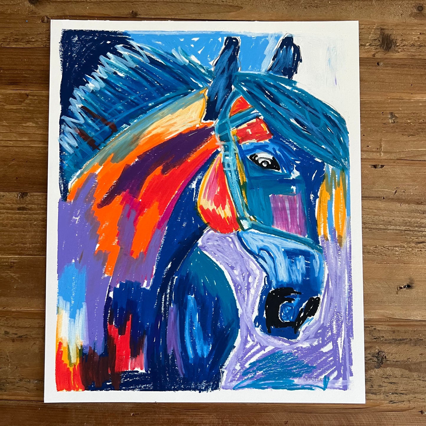 The Blue Horse - ORIGINAL  14x17”