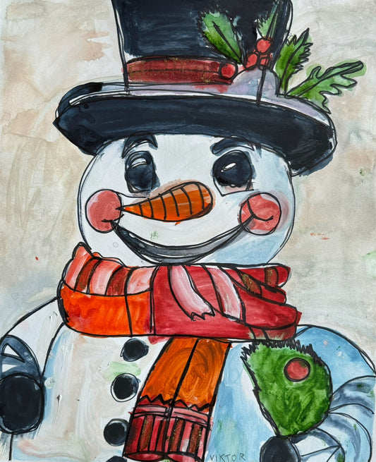 Santa Snowman - Art Prints