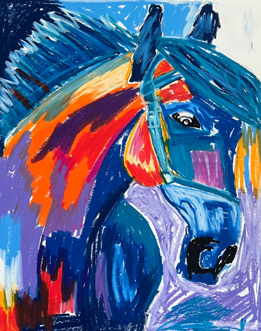 The Blue Horse - ORIGINAL  14x17”