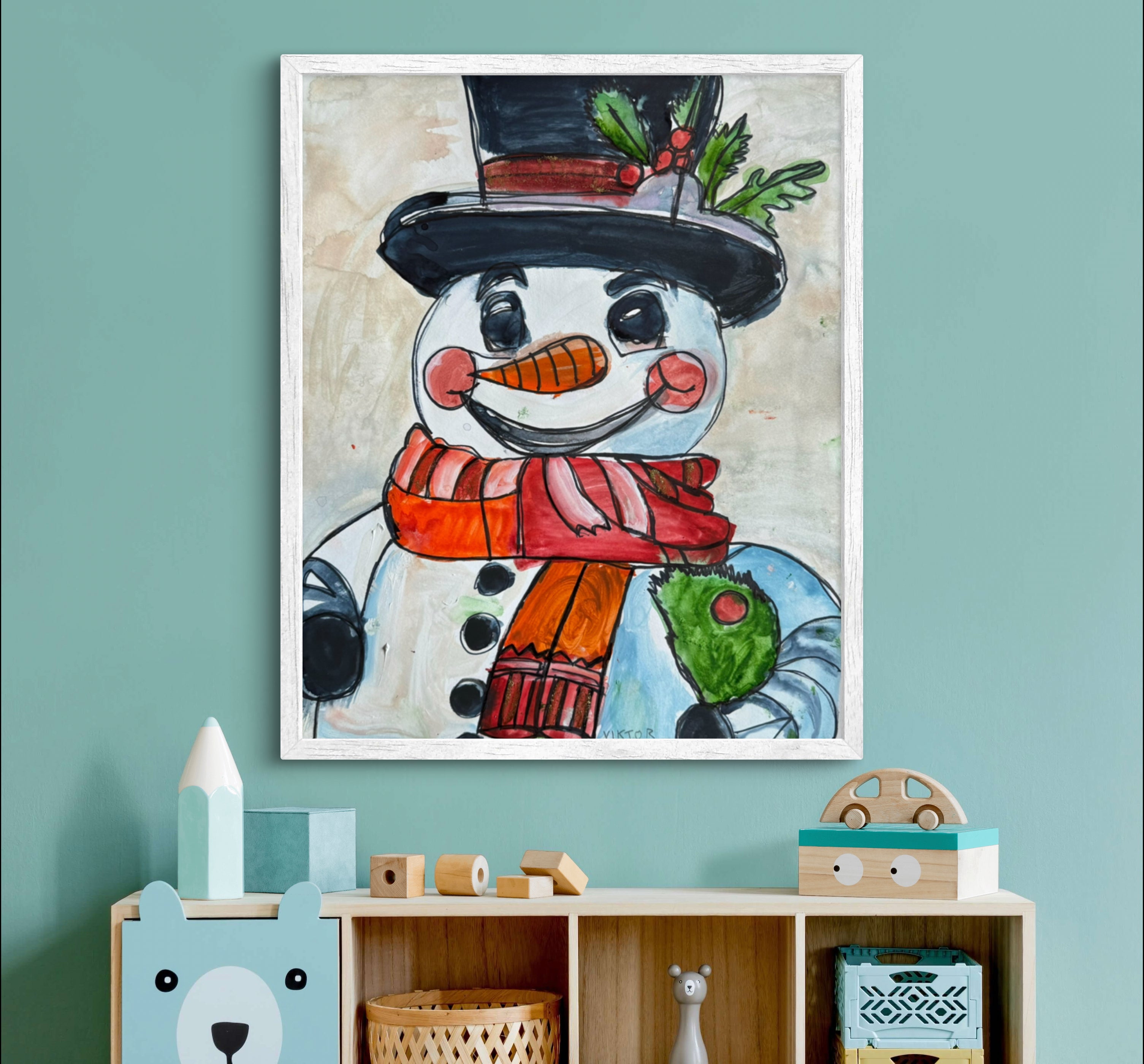 Santa Snowman - Art Prints