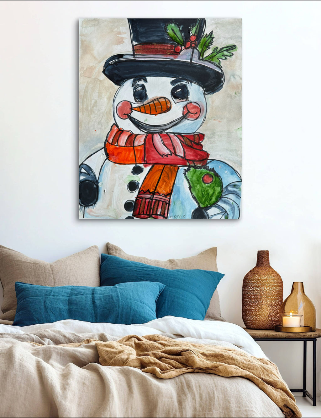 Santa Snowman - Art Prints