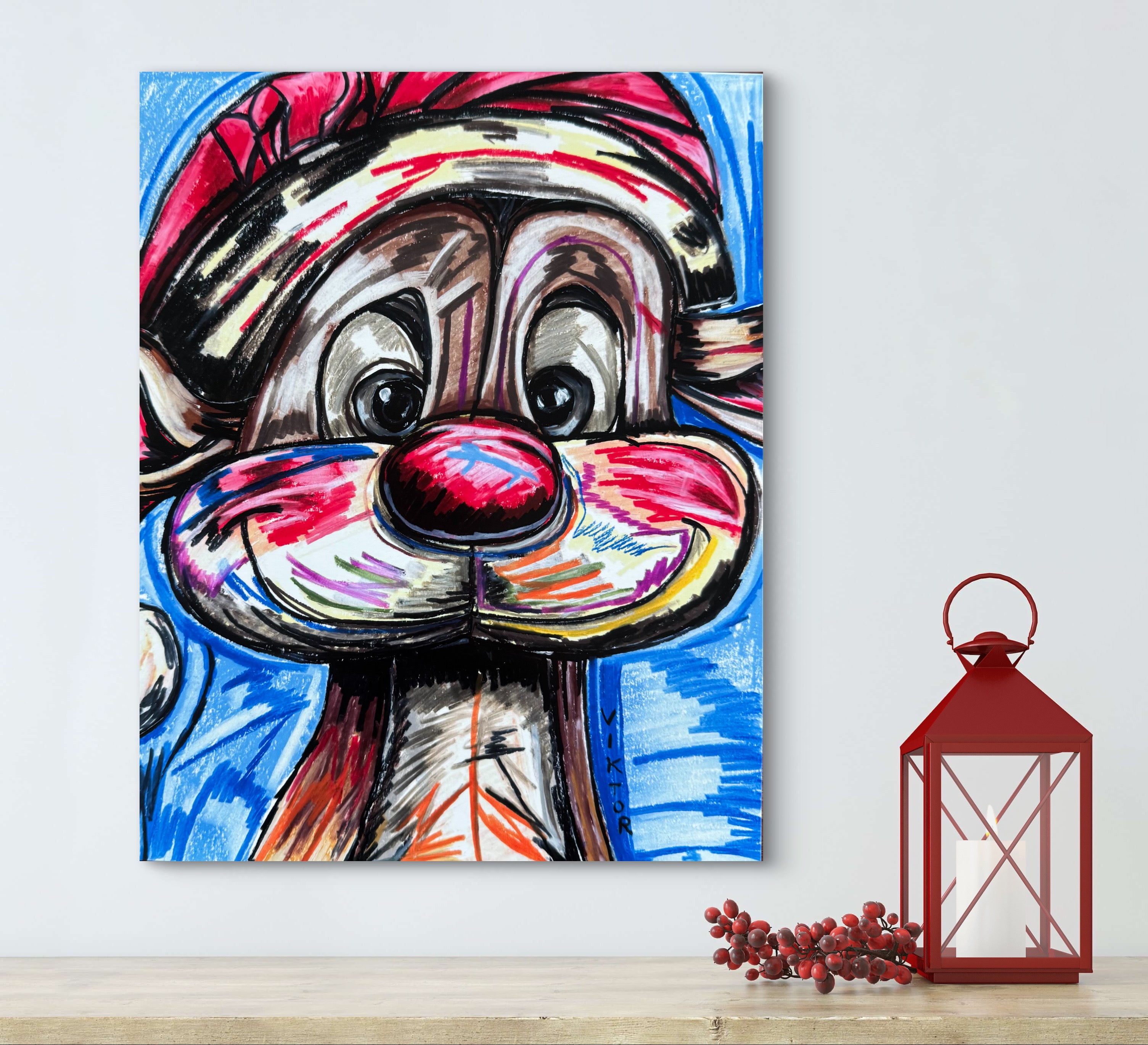 Santa Deer - Art Prints