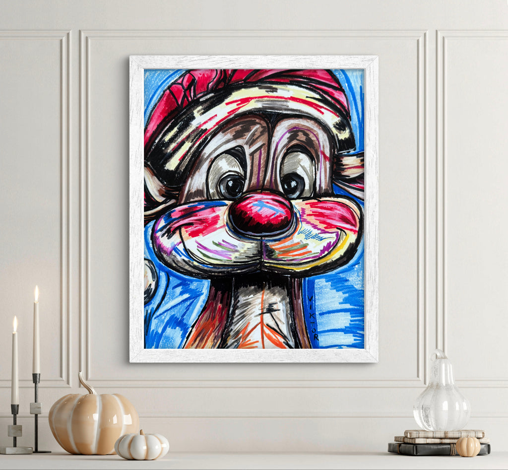 Santa Deer - Art Prints