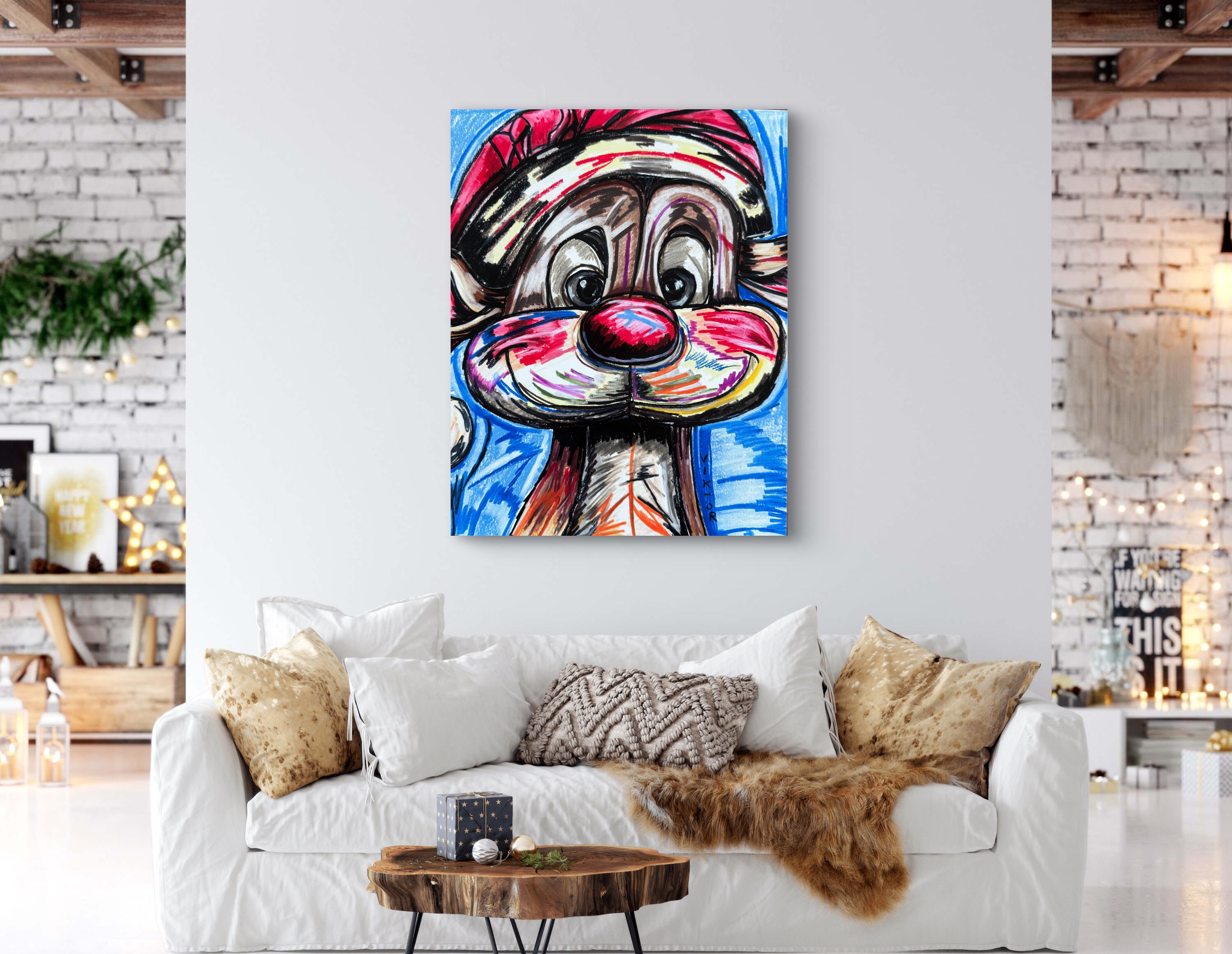 Santa Deer - Art Prints