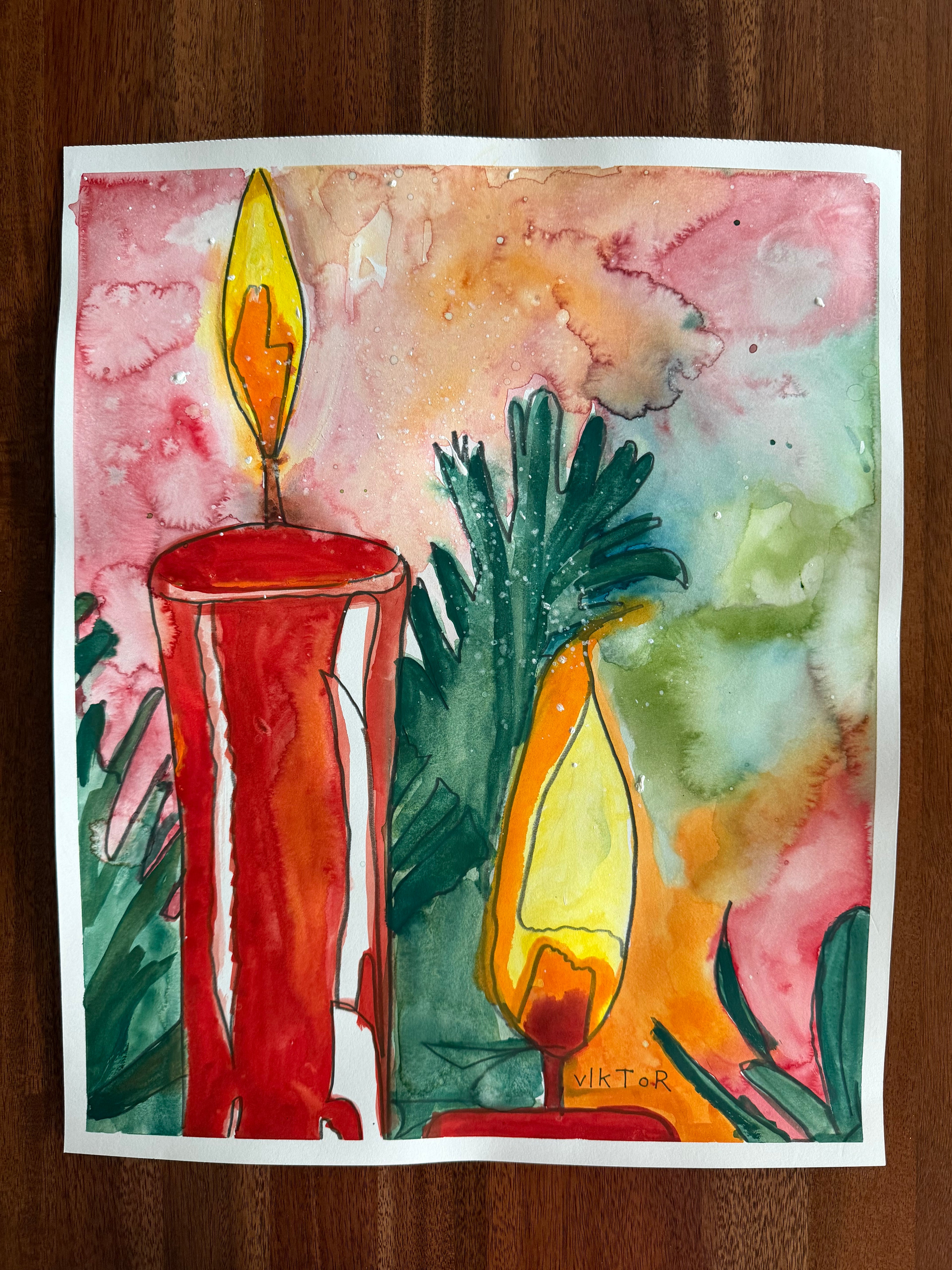 Holiday Cheer  - ORIGINAL Watercolor painting 14x17”