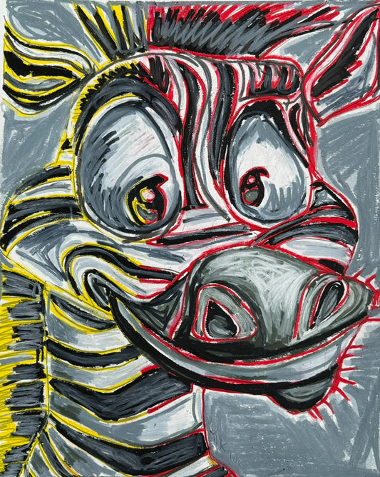 Zebra (yellow & red stripes) - Art Prints