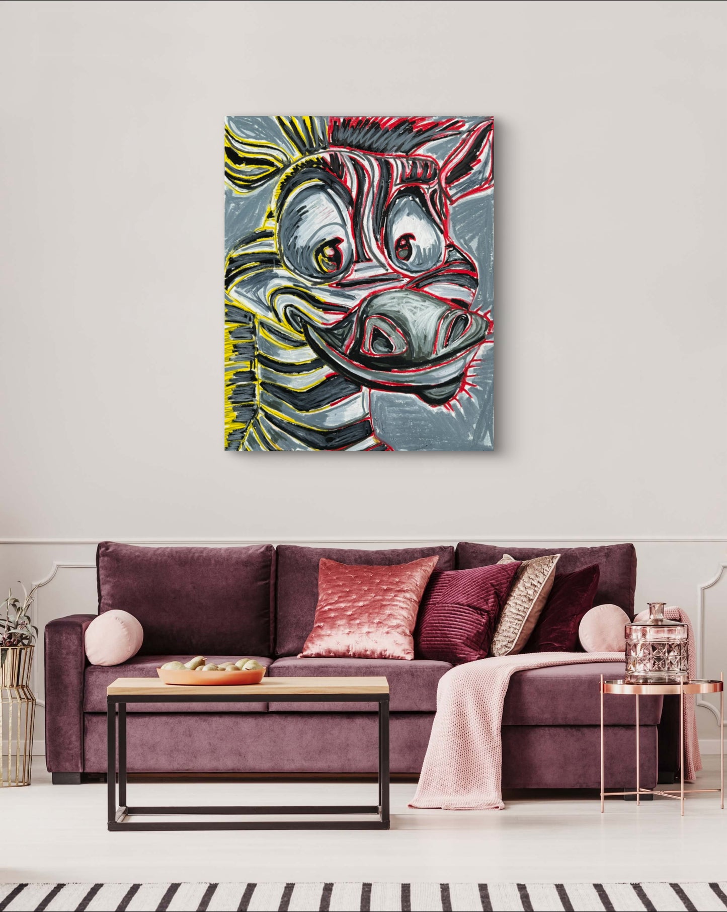 Zebra (yellow & red stripes) - Art Prints