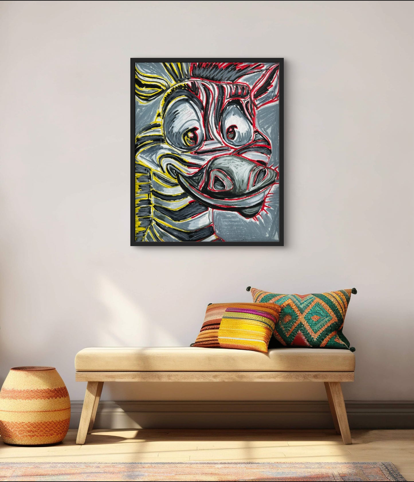 Zebra (yellow & red stripes) - Art Prints