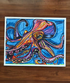Octopus Purple - ORIGINAL OIL PASTEL ARTWORK - 24x19" (video attached)