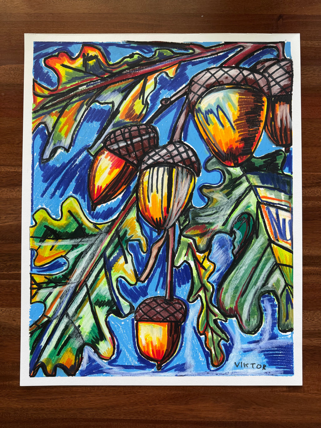 Oak Branch - ORIGINAL OIL PASTEL ARTWORK - 19x24"(video attached)