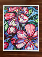 Pink Hibiscus - ORIGINAL OIL PASTEL ARTWORK - 19x24"(video attached)