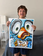 The Astonished Parrot - ORIGINAL OIL PASTEL ARTWORK - 19x24" (video attached)