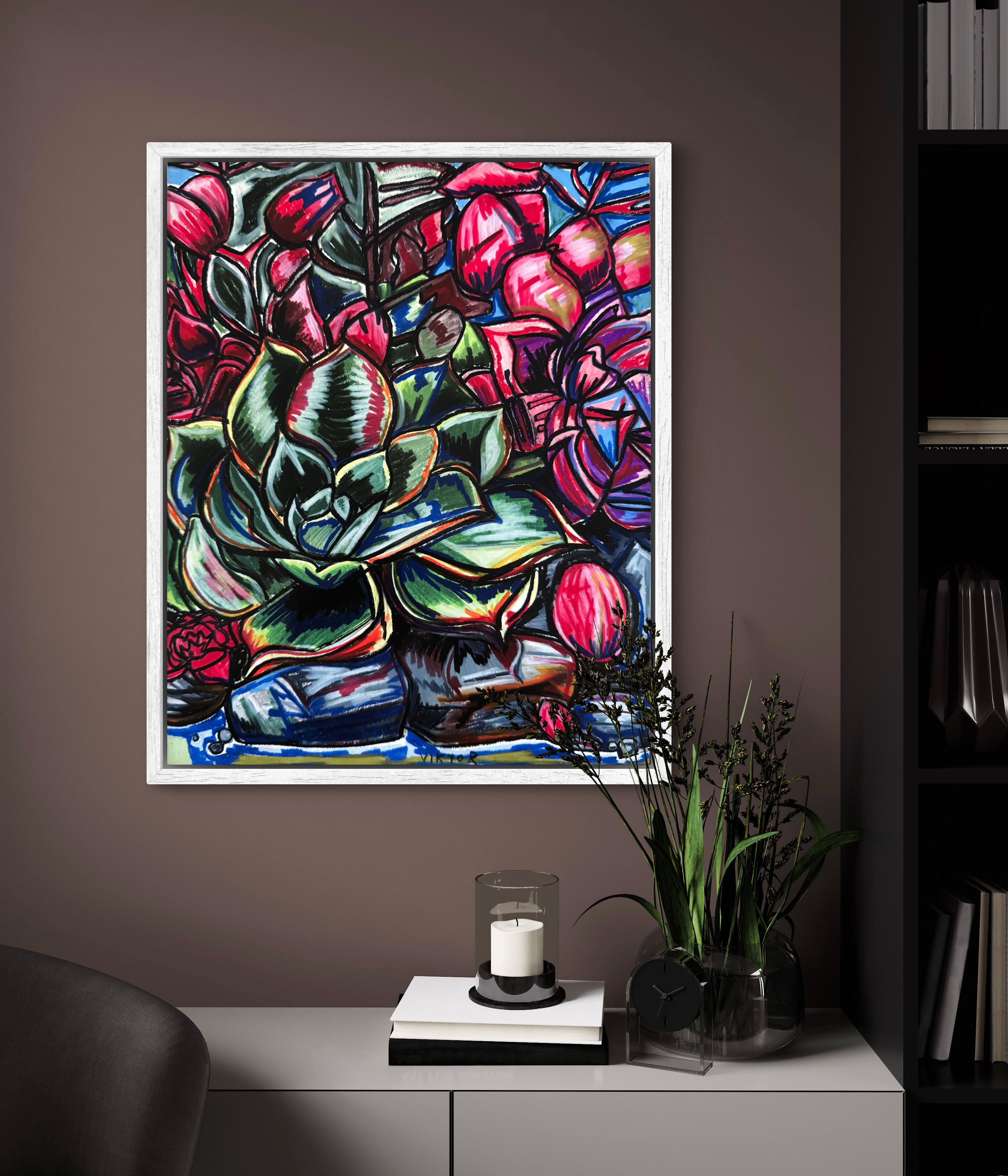 succulent art print Succulent Rock Garden - Art Prints