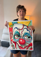 Red Nose and Big Dreams - ORIGINAL OIL PASTEL ARTWORK - 19x24" (video attached)