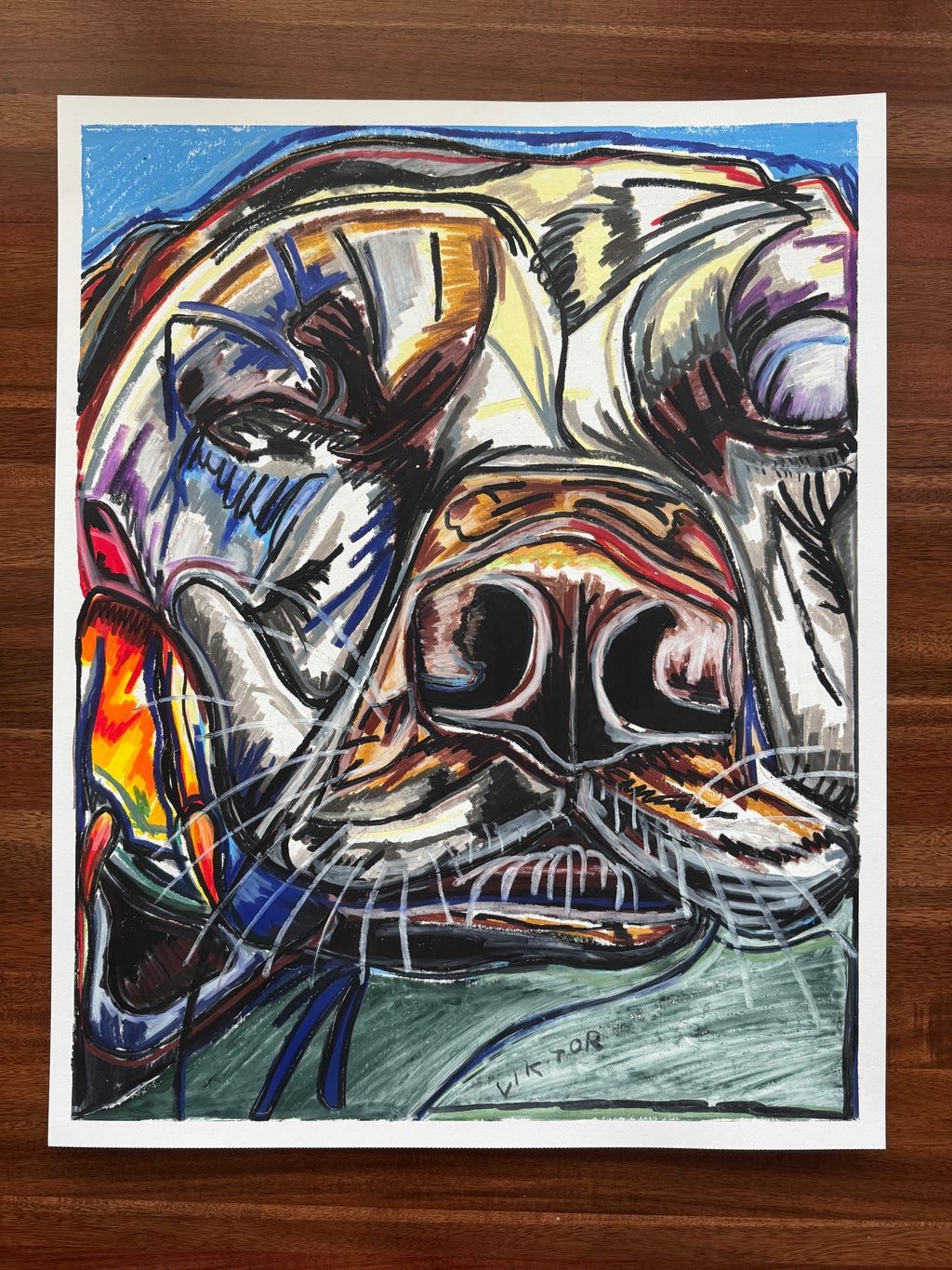 The Sleeping Lab - ORIGINAL OIL PASTEL ARTWORK - 19x24" (video attached)