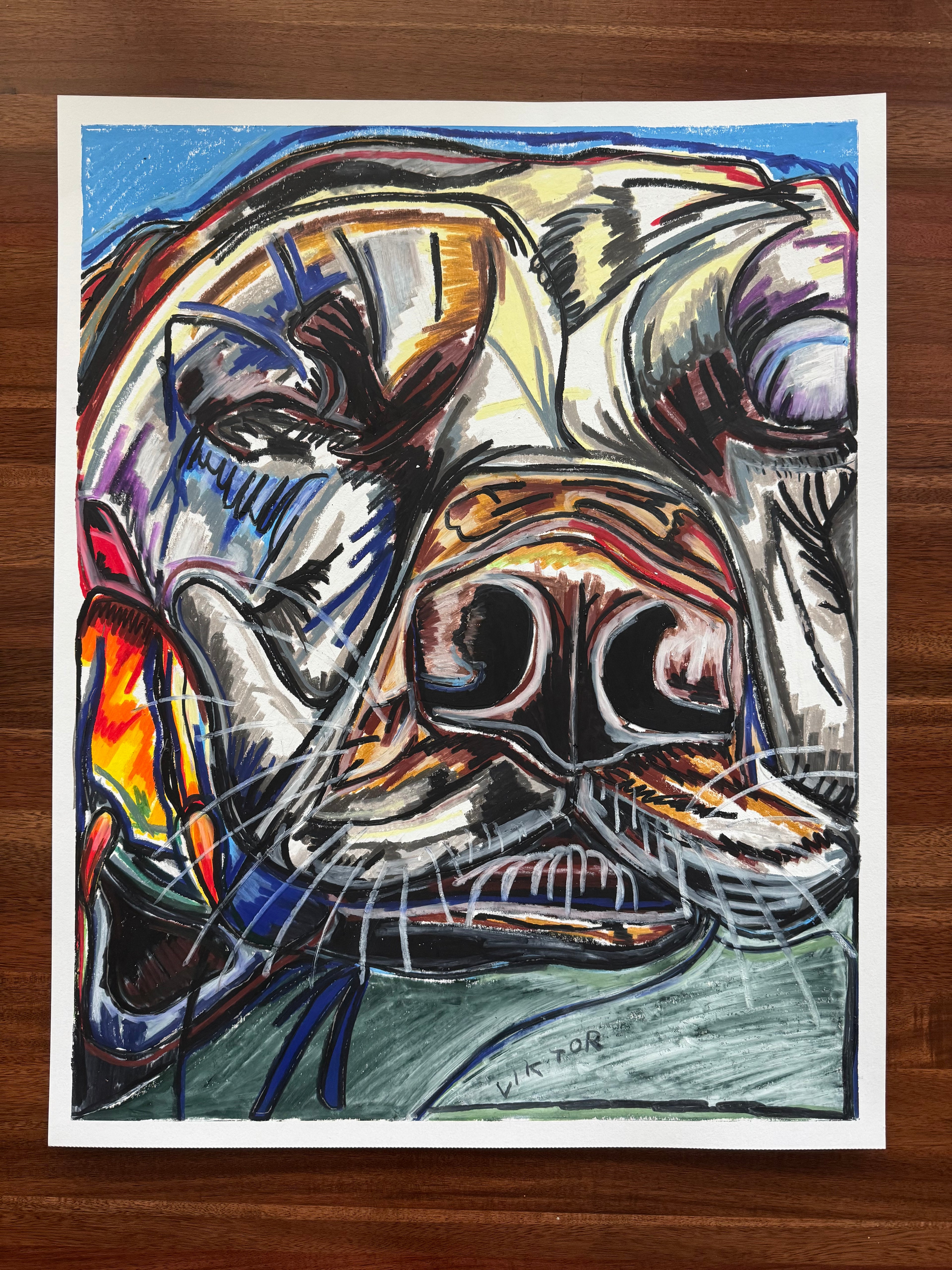 The Sleeping Lab - ORIGINAL OIL PASTEL ARTWORK - 19x24" (video attached)