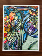Flower mix - ORIGINAL OIL PASTEL ARTWORK - 19x24"(video attached)
