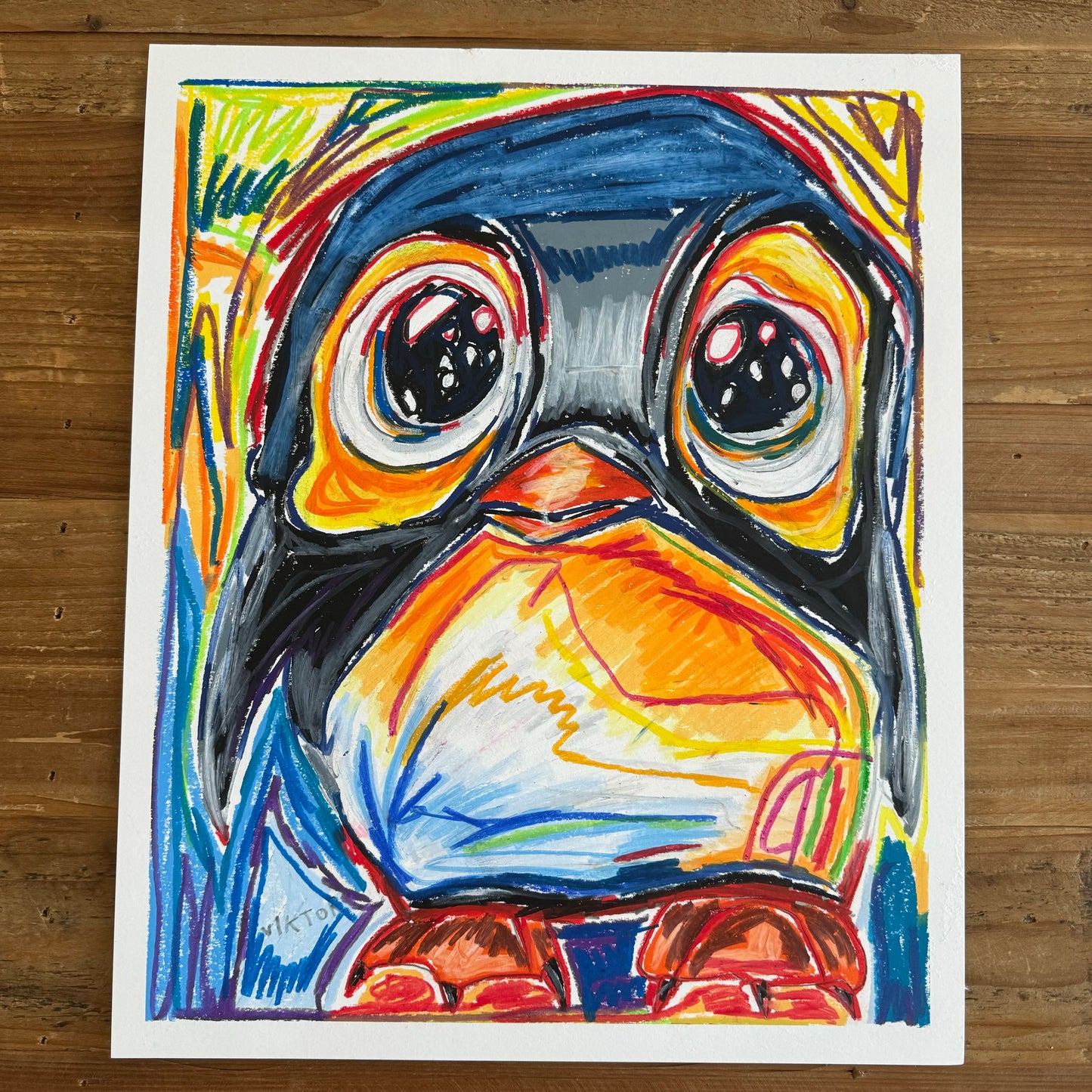 Ace The Penguin  - ORIGINAL  14x17”