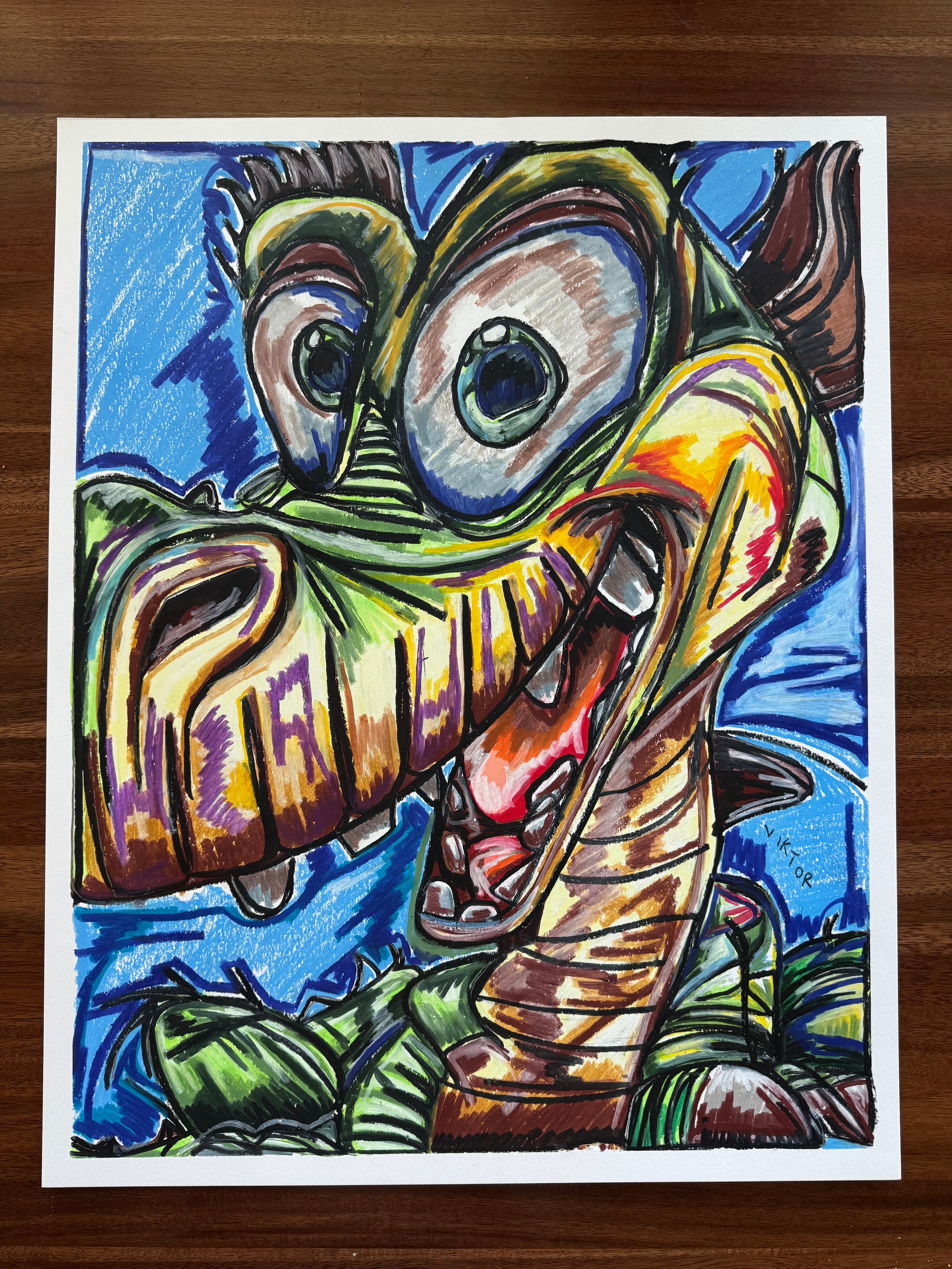 Dee-Dee-Drago - ORIGINAL OIL PASTEL ARTWORK - 19x24" (video attached)