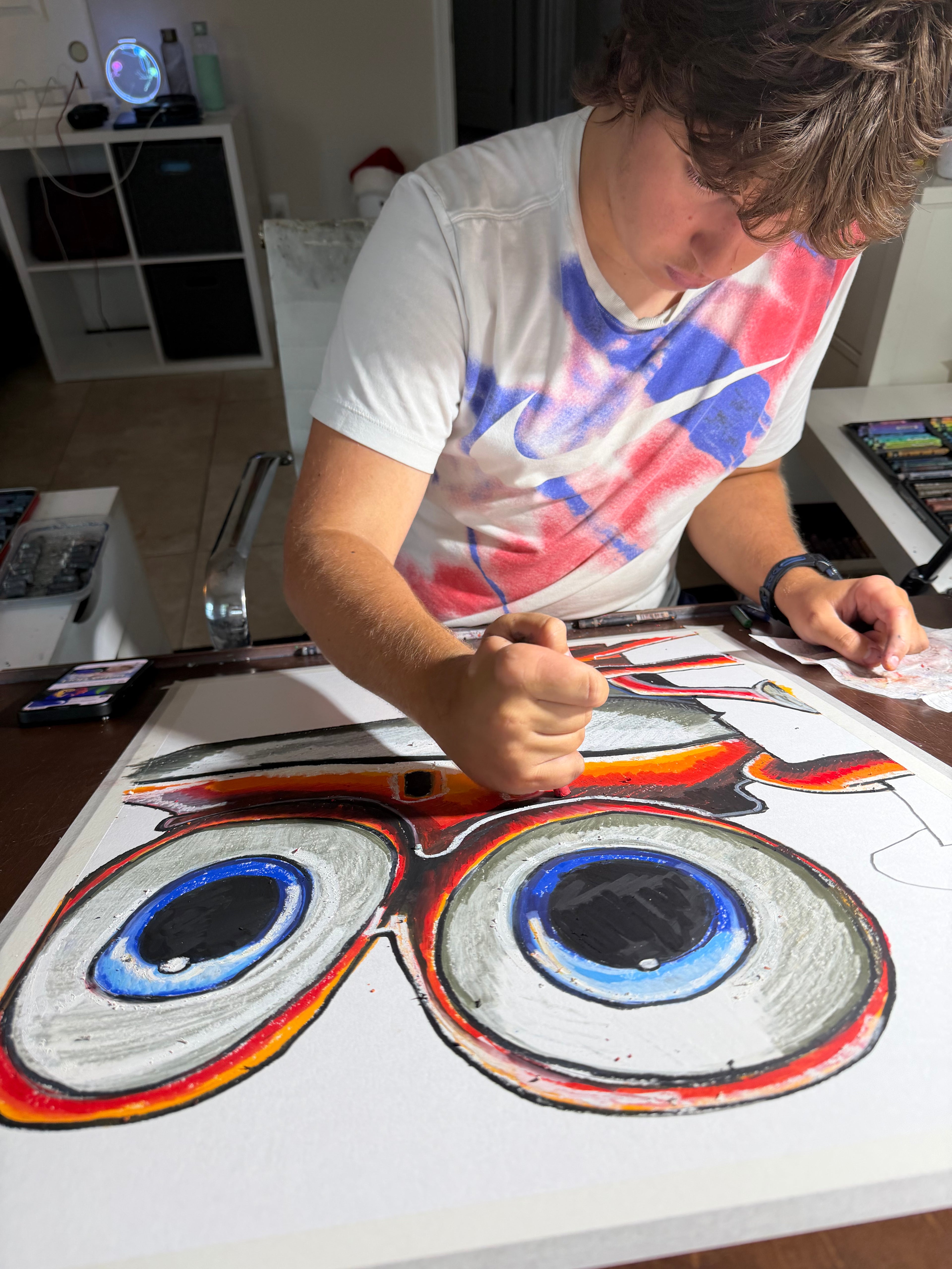 The Watchful One  - ORIGINAL OIL PASTEL ARTWORK - 19x24"