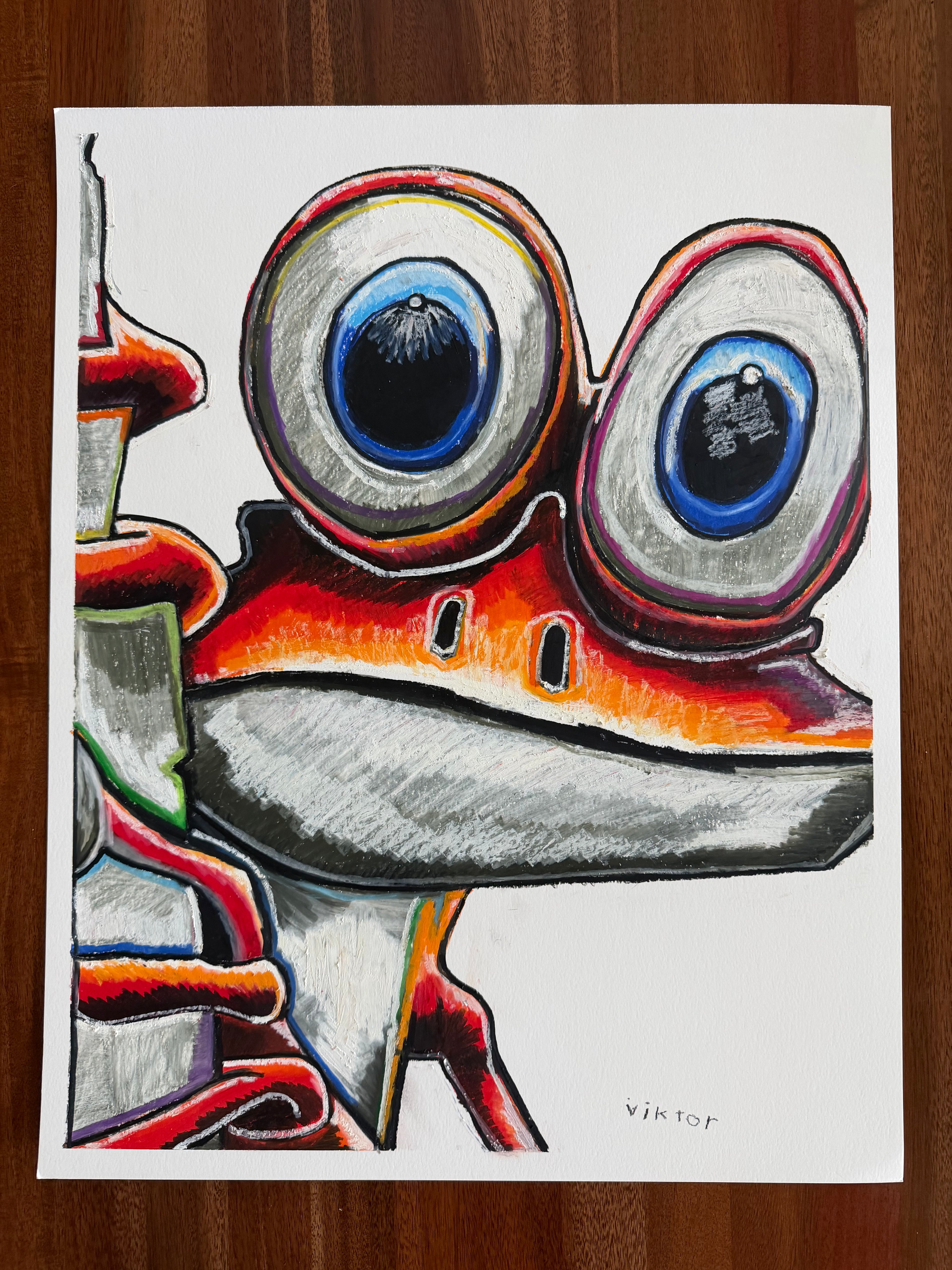 The Watchful One  - ORIGINAL OIL PASTEL ARTWORK - 19x24"