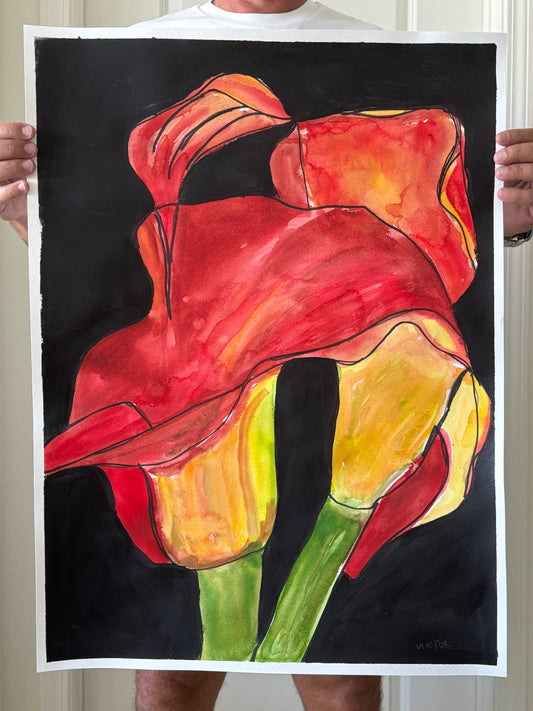 Calla Lilies - ORIGINAL Watercolor artwork 22x30”