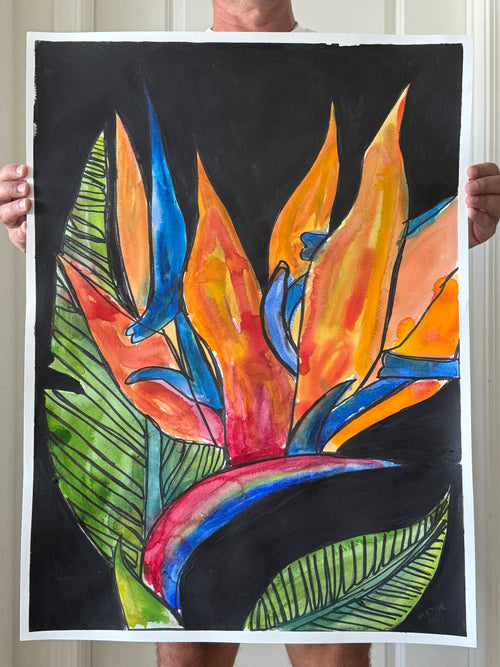 Bird of Paradise - ORIGINAL Watercolor artwork 22x30” - Vichy's Art
