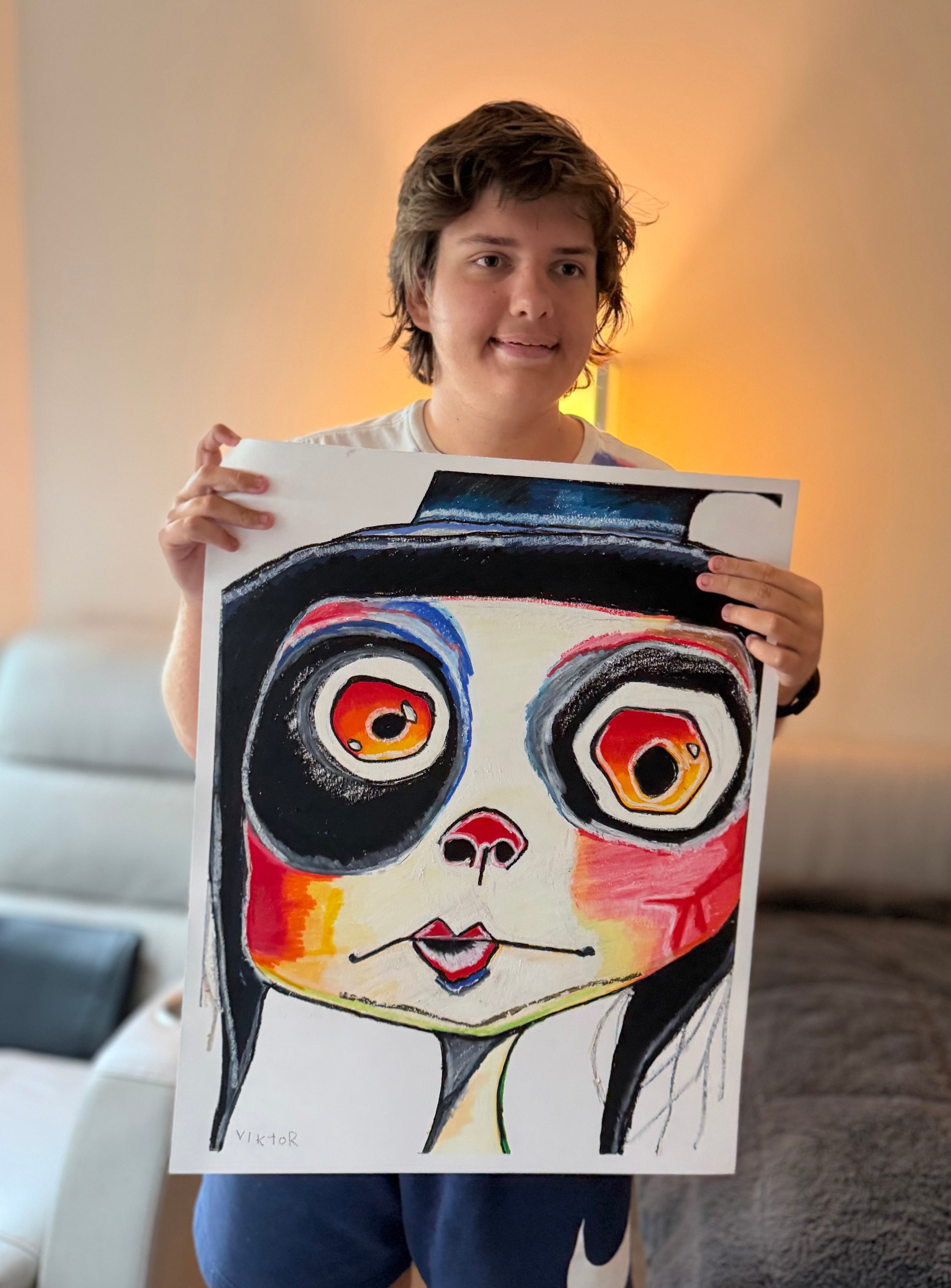 Spooky Girl - ORIGINAL OIL PASTEL ARTWORK - 19x24" (video attached)