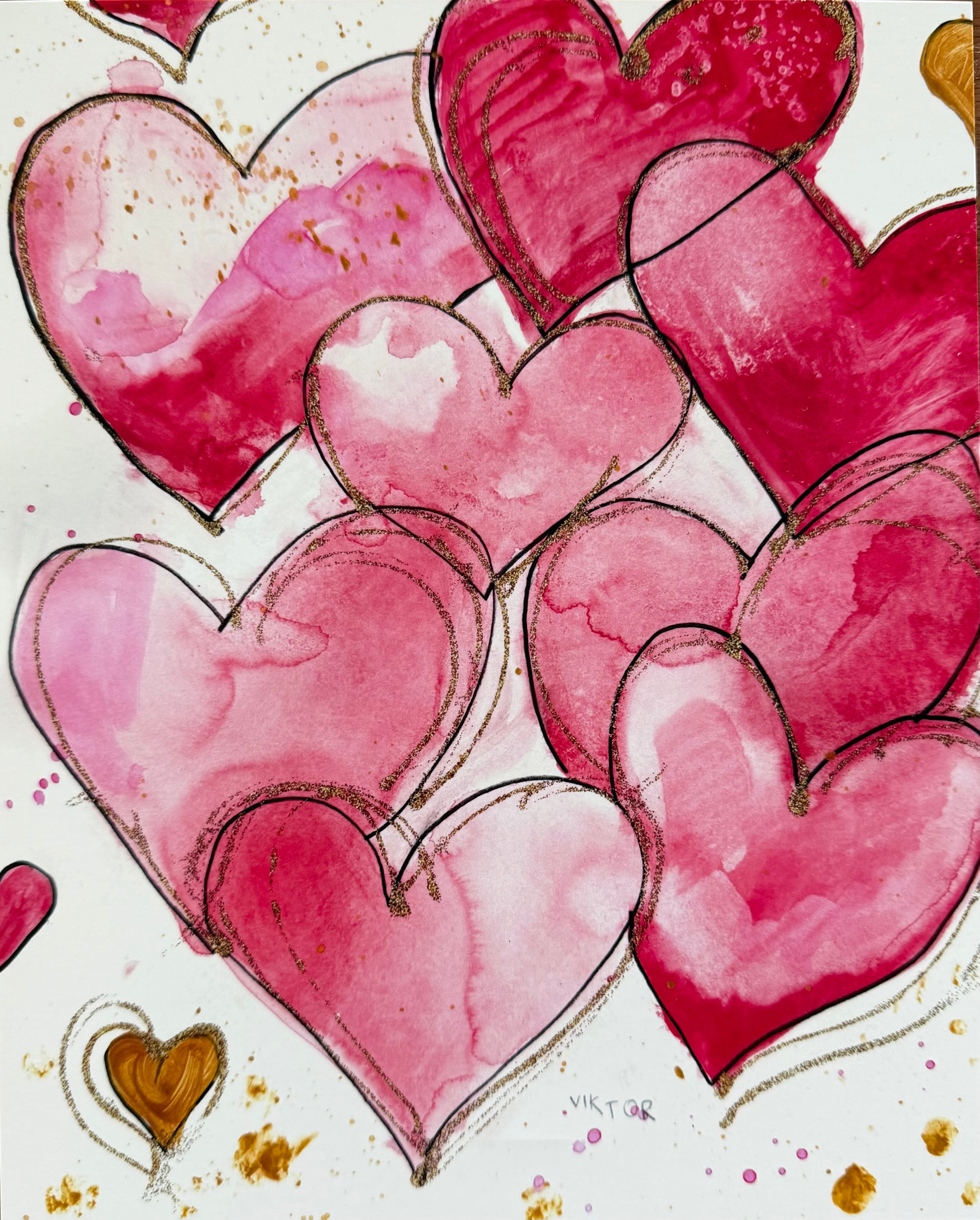 Golden Hearts II - Art Prints