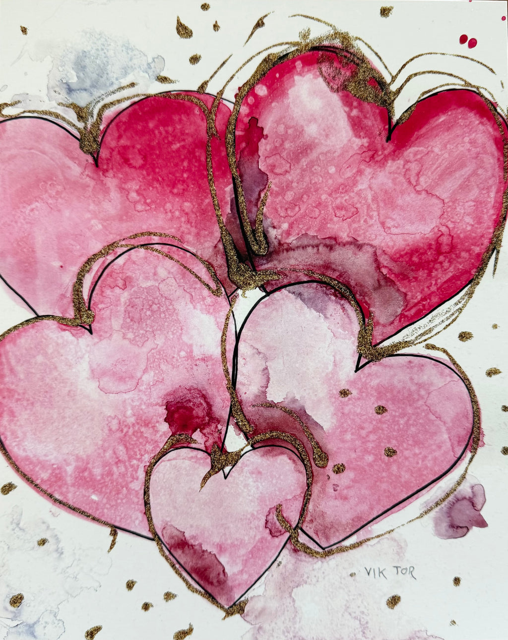 Golden Hearts I - Art Prints