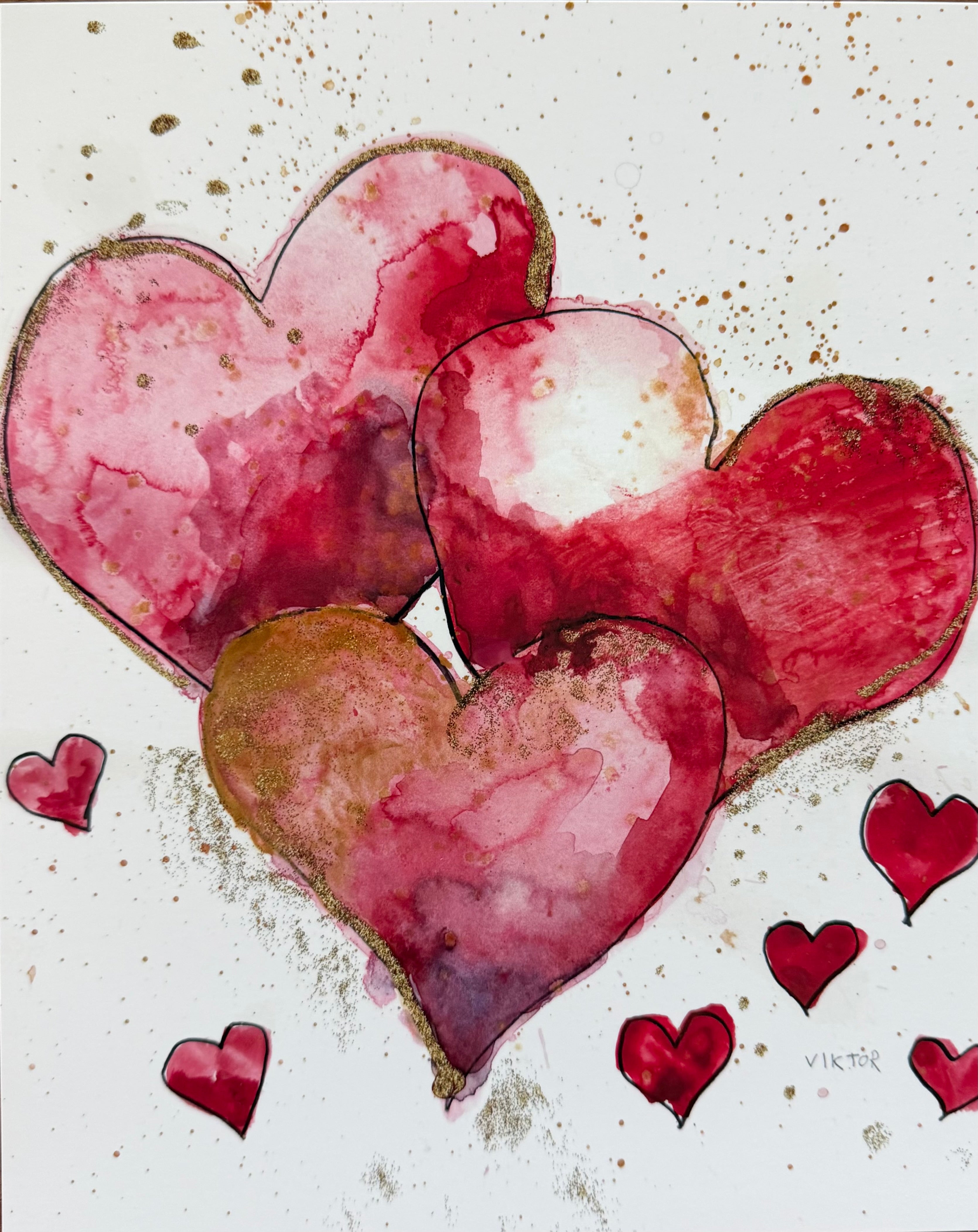 Golden Hearts IV - Art Prints