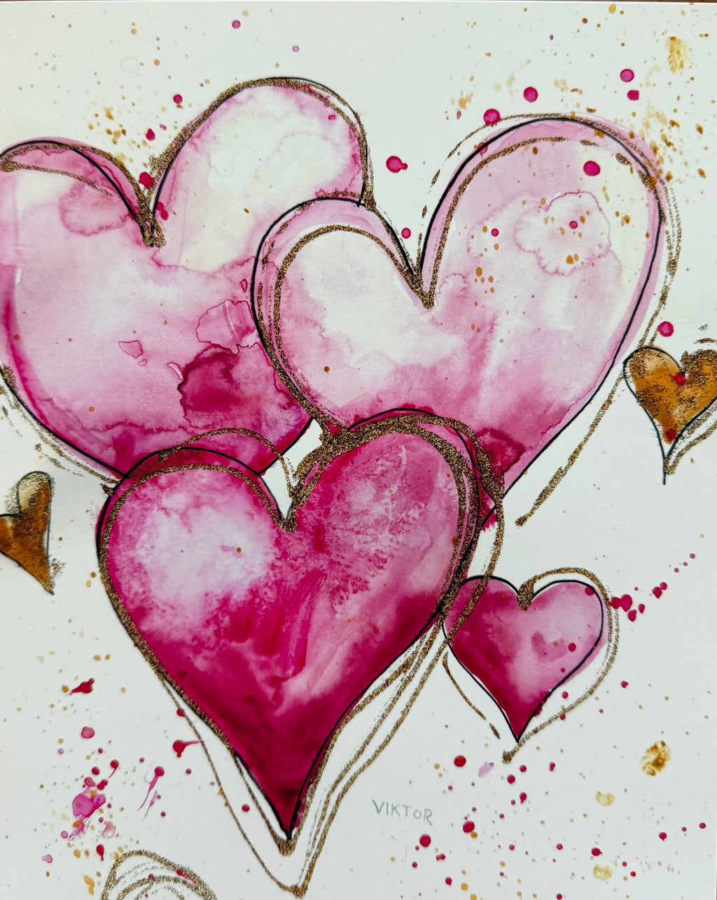 Golden Hearts III - Art Prints