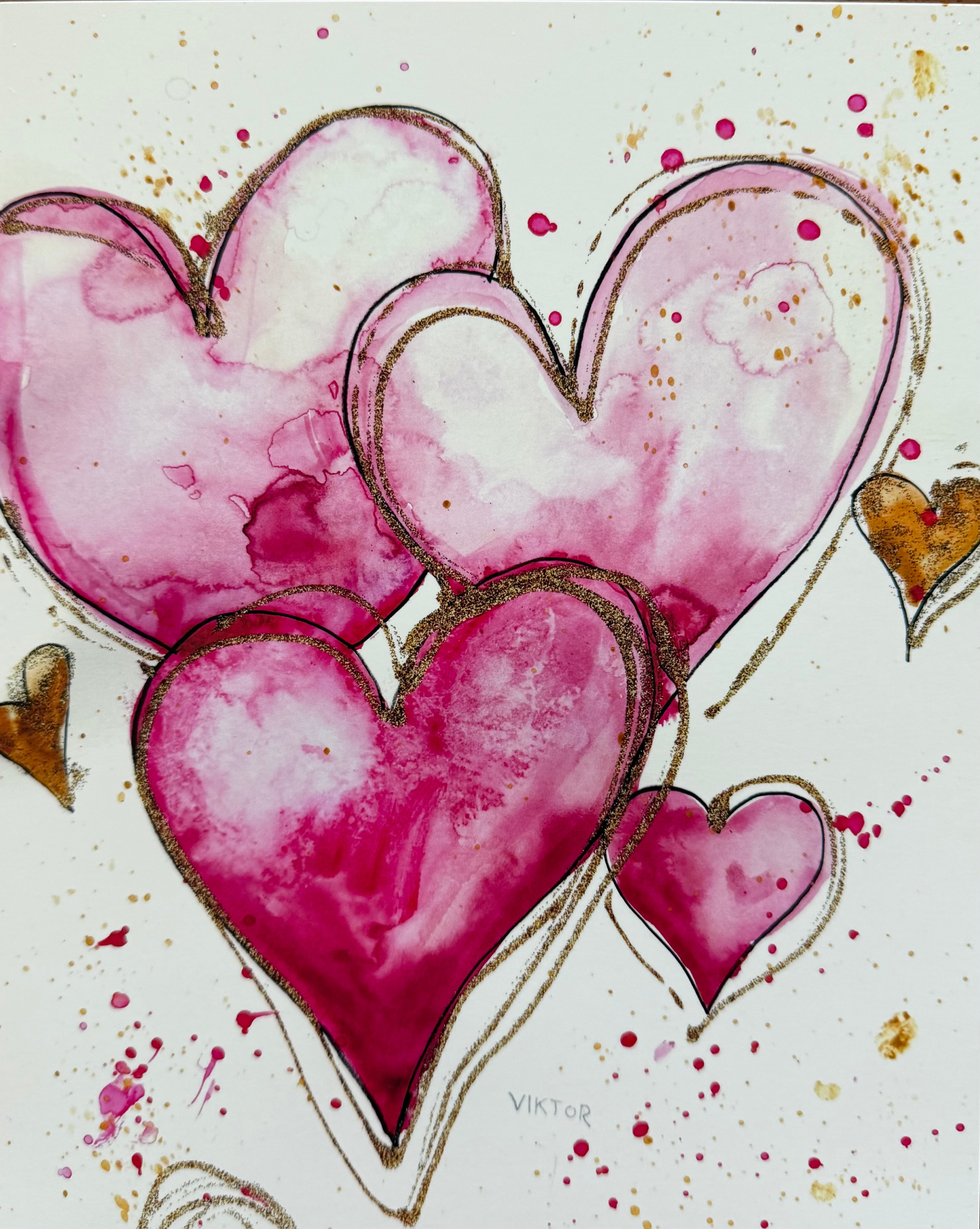 Golden Hearts III - Art Prints