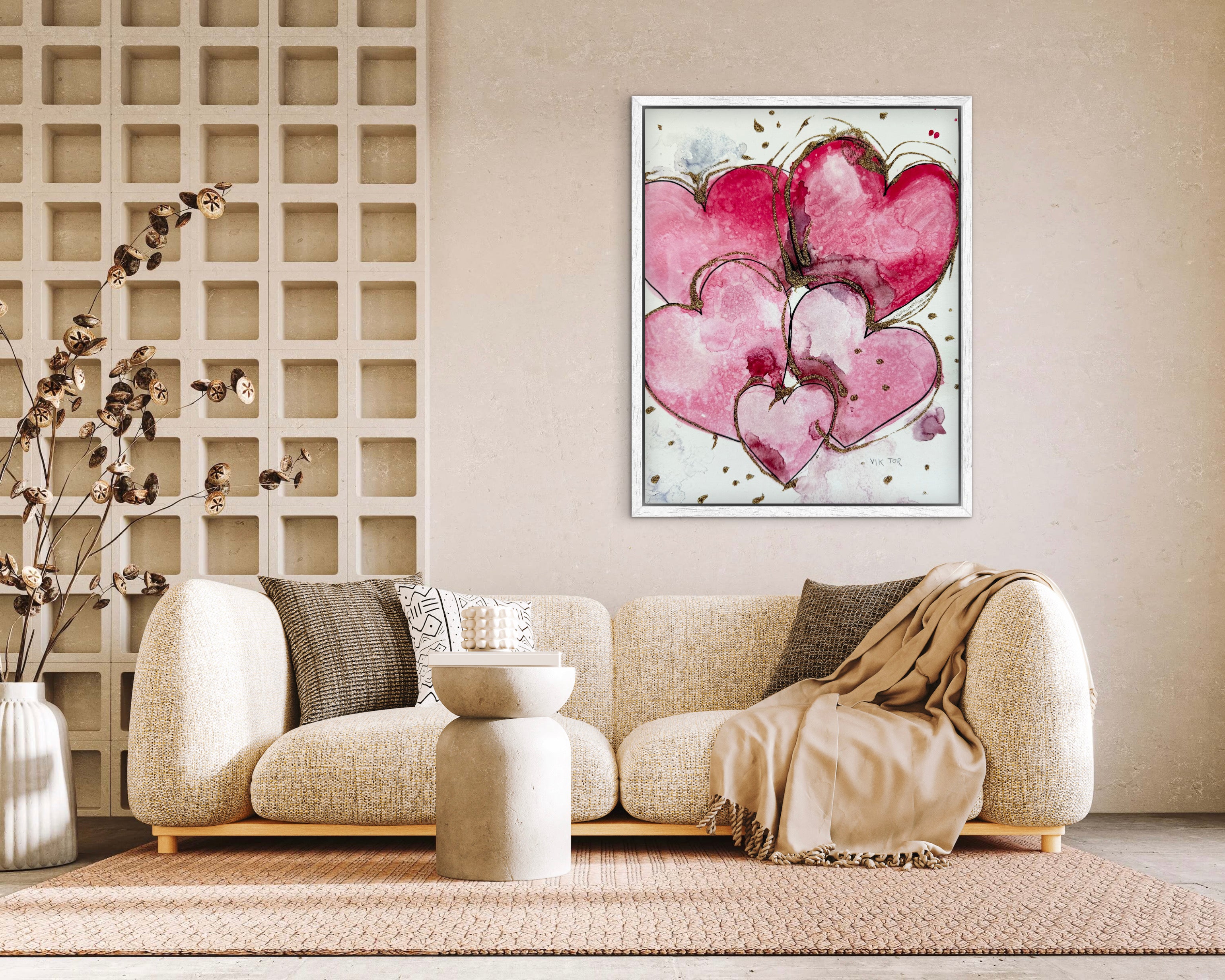 Golden Hearts I - Art Prints