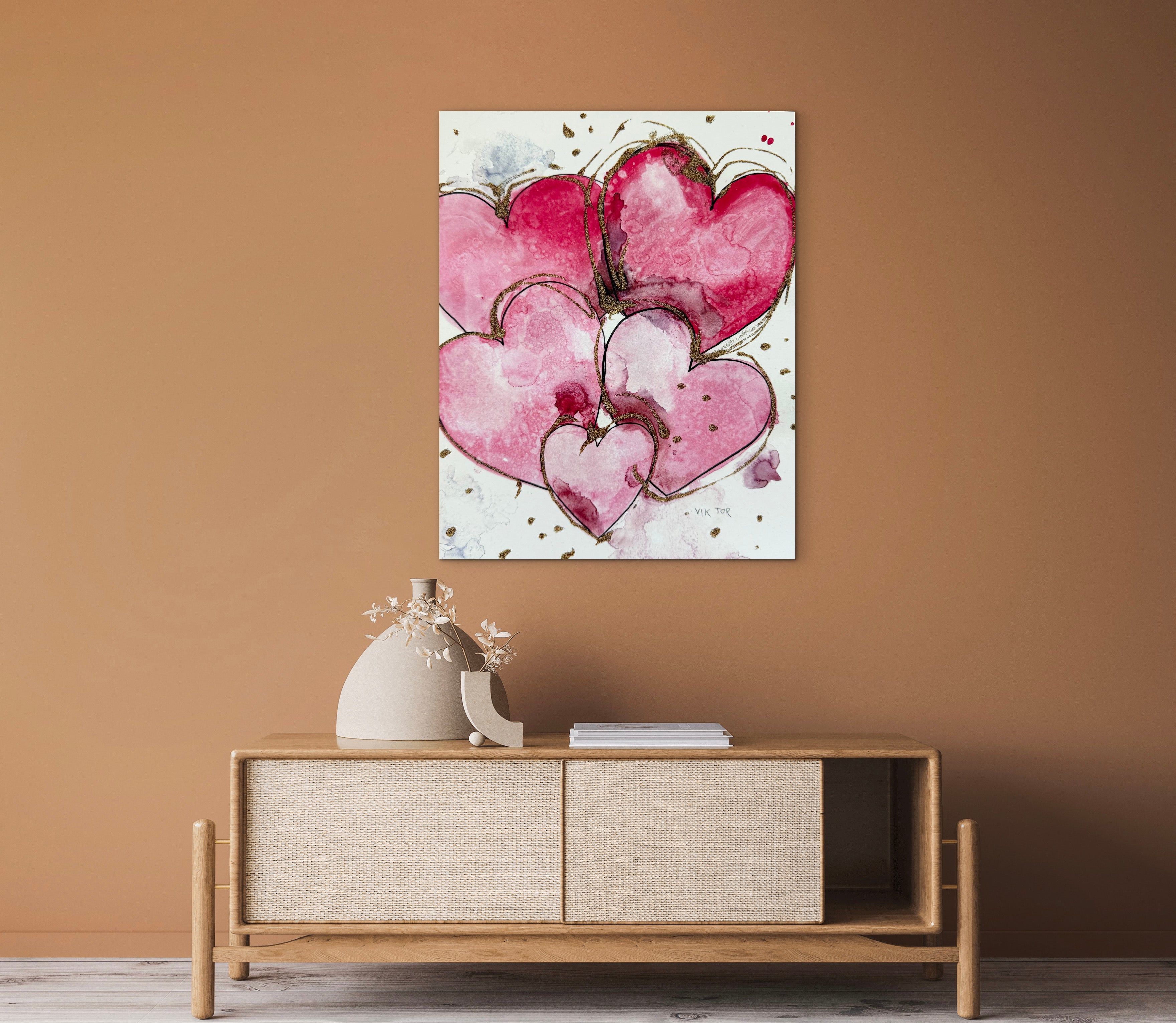 Golden Hearts I - Art Prints