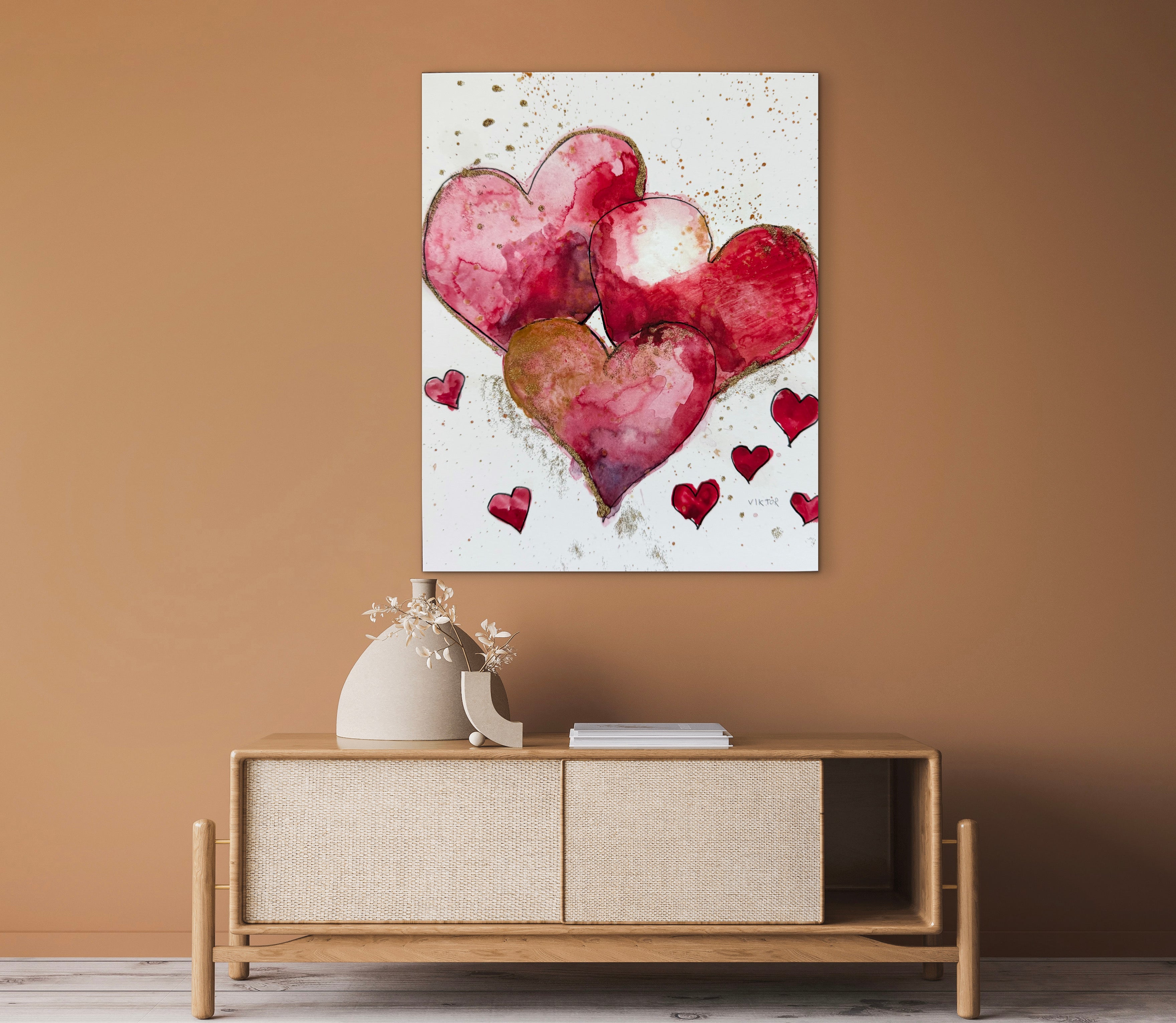 Golden Hearts IV - Art Prints