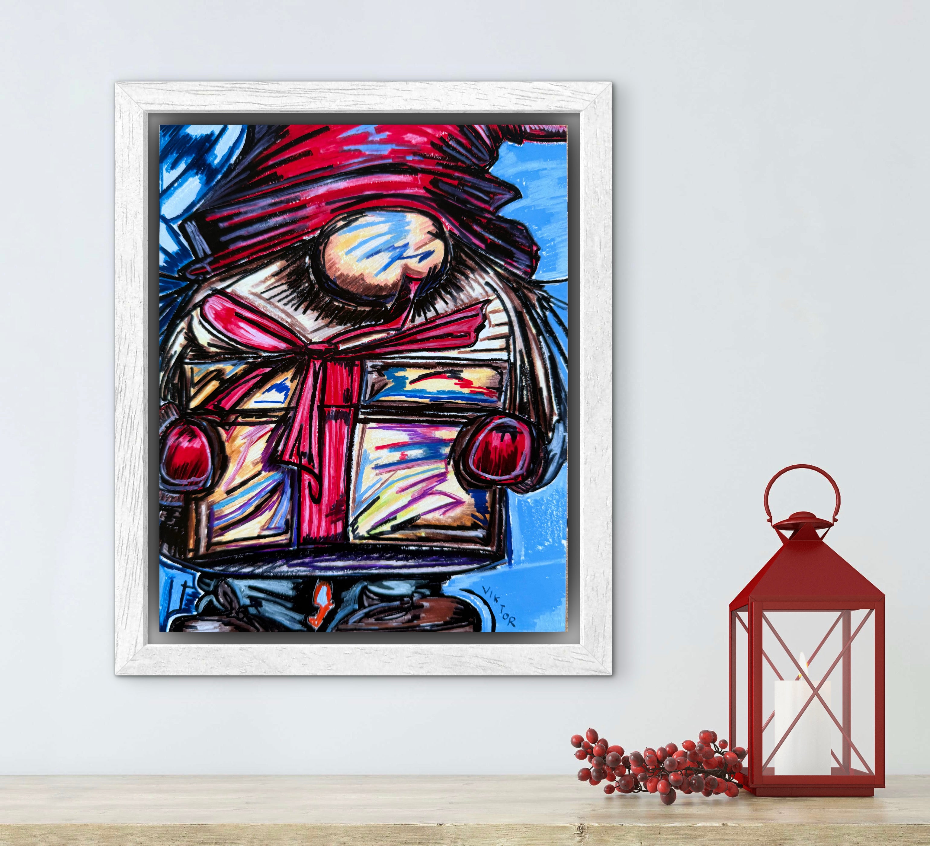 Gnome Holding A Gift Box - Art Prints