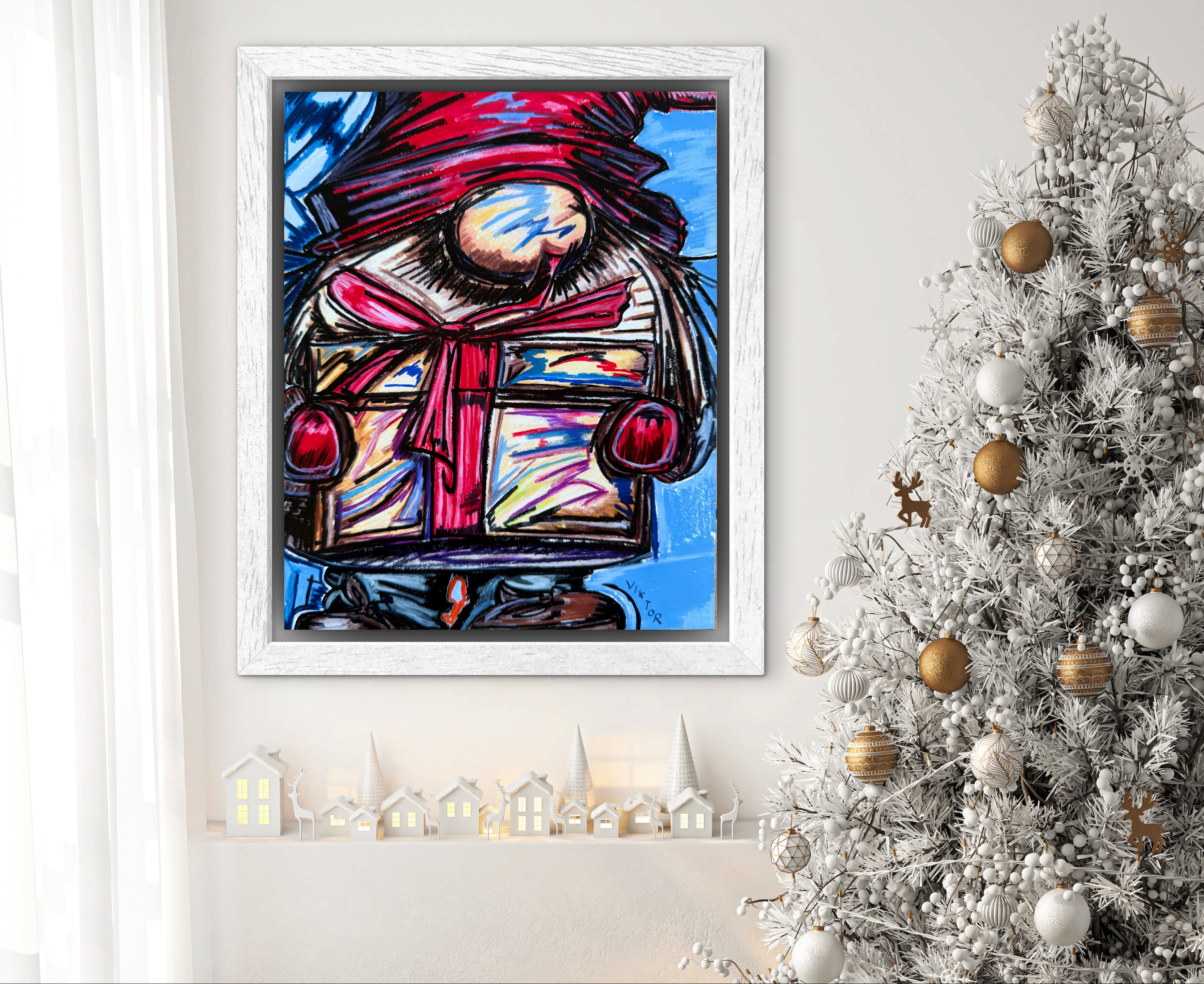 Gnome Holding A Gift Box - Art Prints