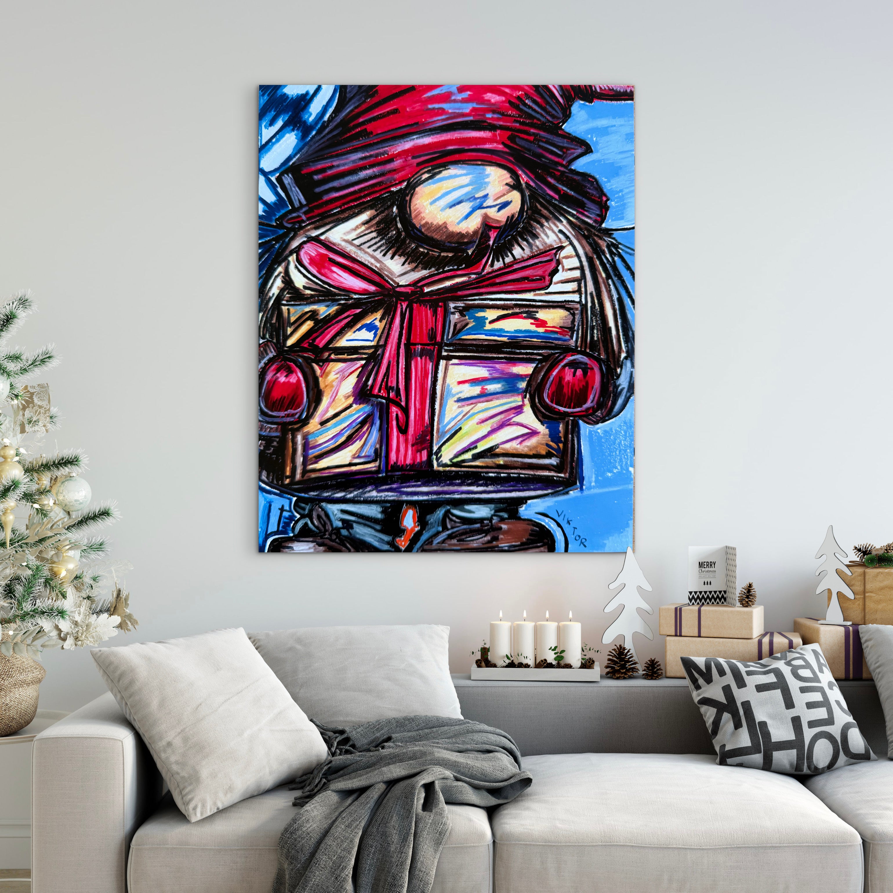 Gnome Holding A Gift Box - Art Prints