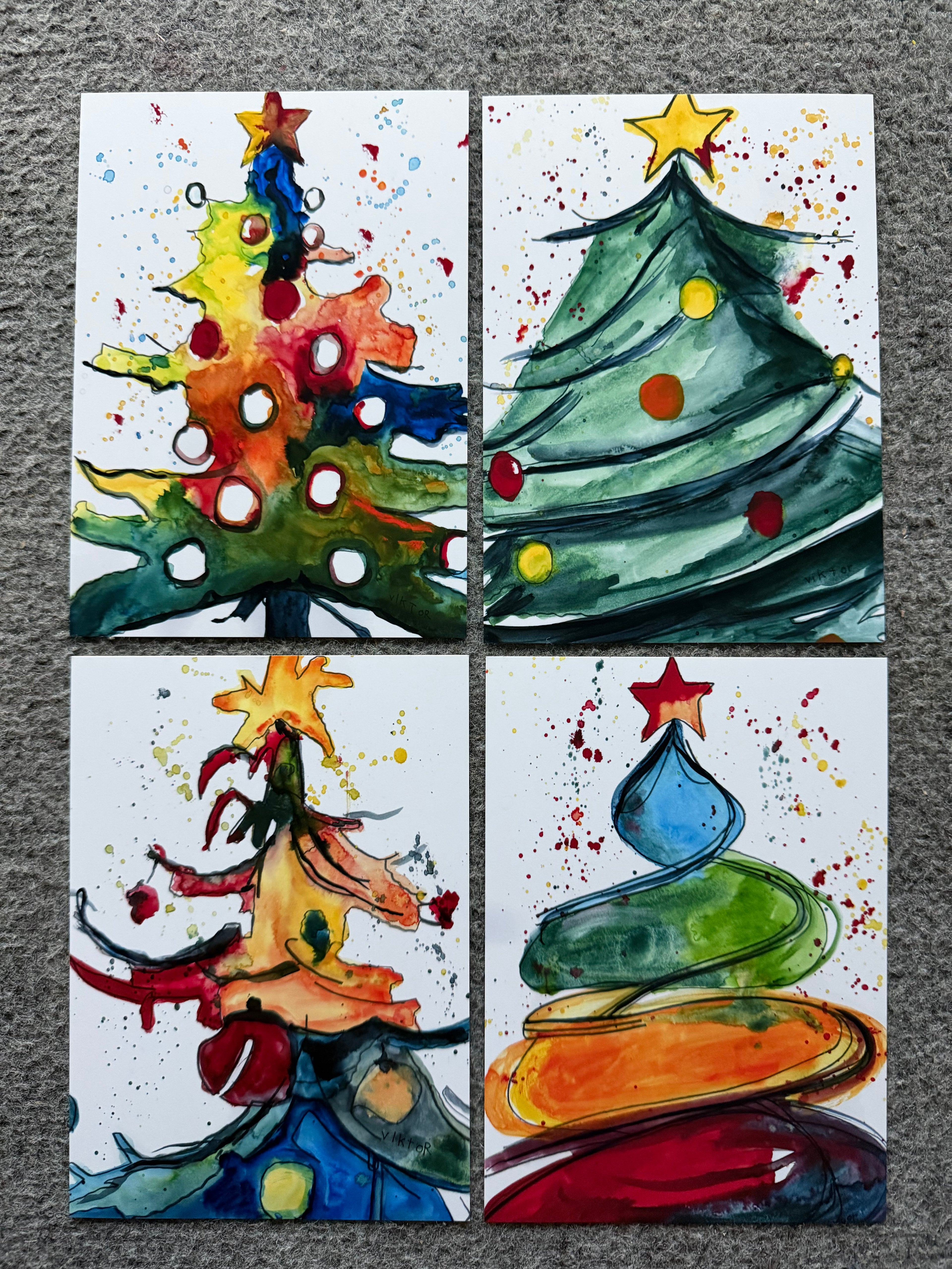 The Christmas Tree Series - Set of 4 Trees in a paper/canvas prints