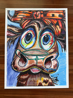 Cow Girl - ORIGINAL OIL PASTEL ARTWORK - 19x24" (video attached)