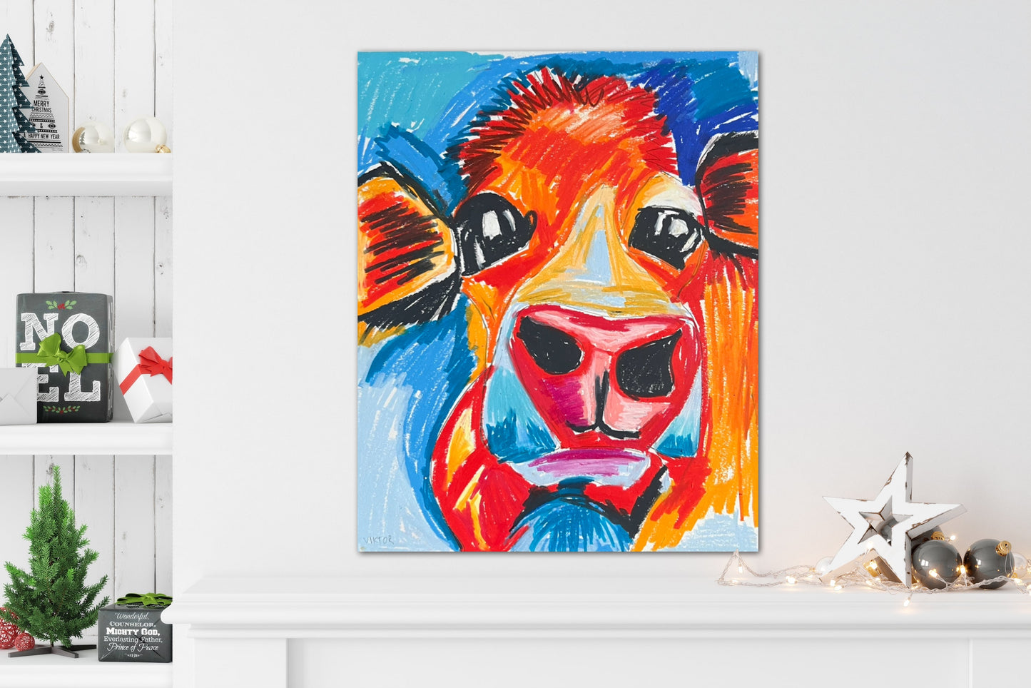 LULU the Orange Cow  - fine prints and canvas prints in more size
