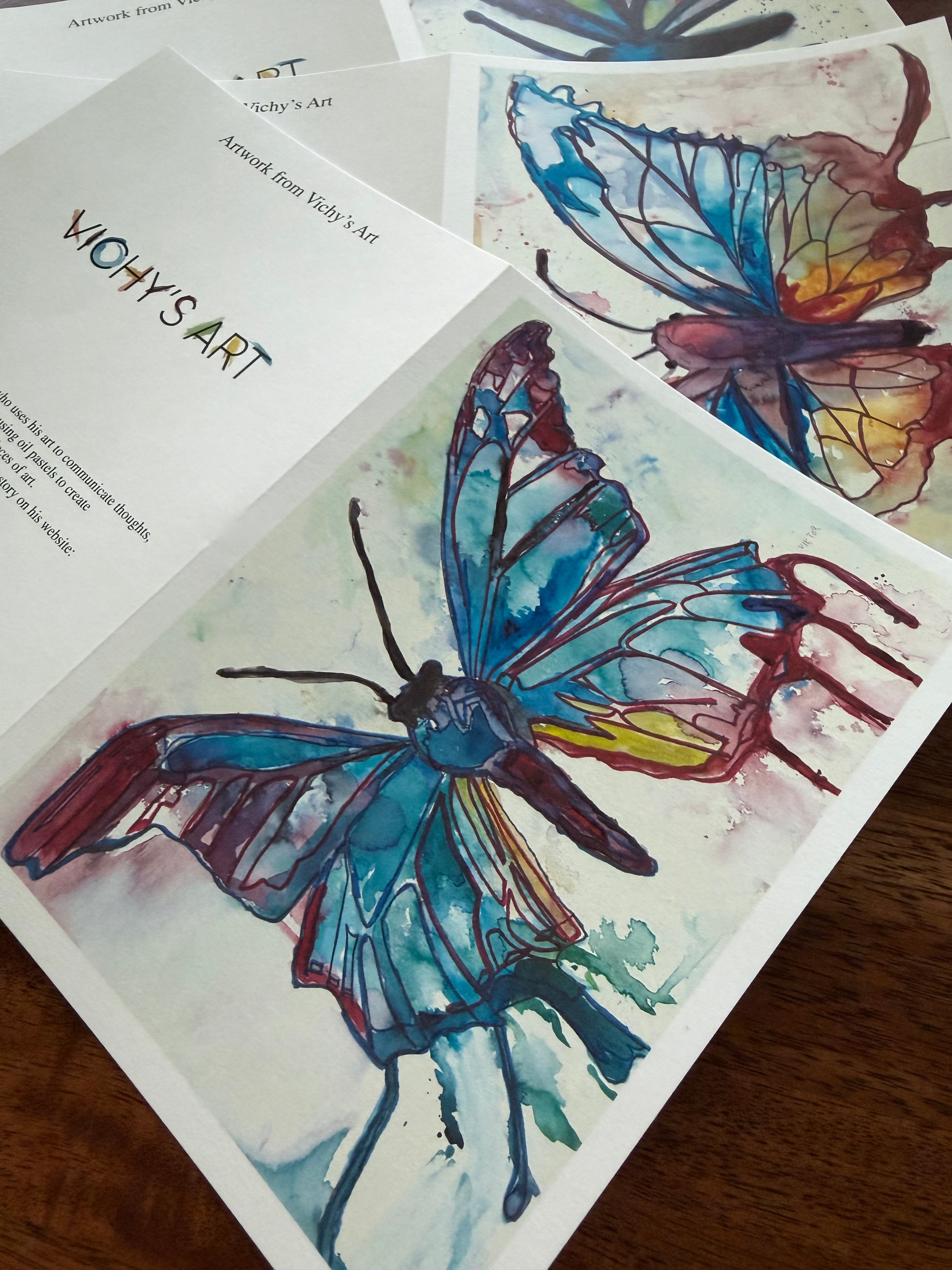 Purple Butterflies - Greeting cards Set of 9