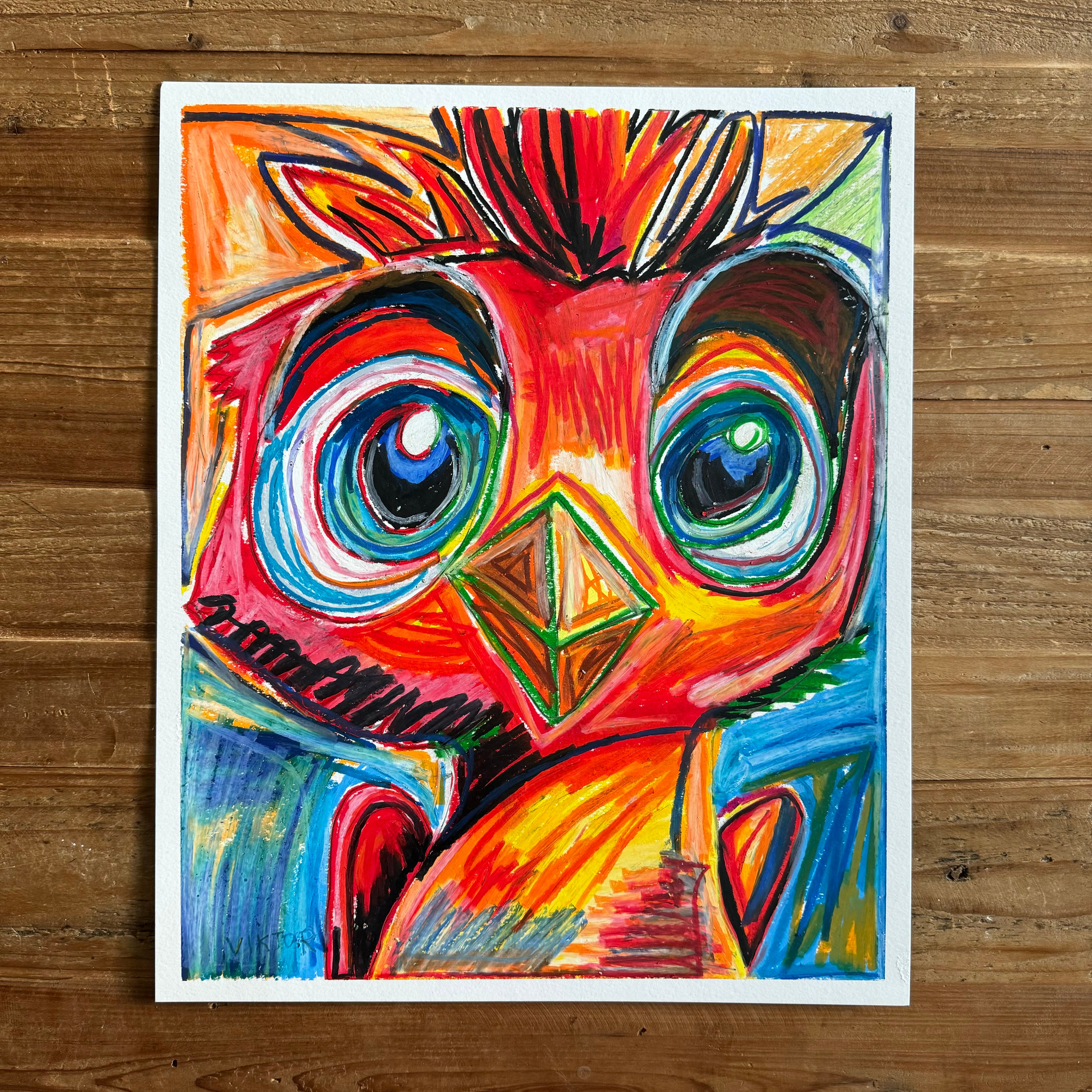Little Red Bird - ORIGINAL  14X17"
