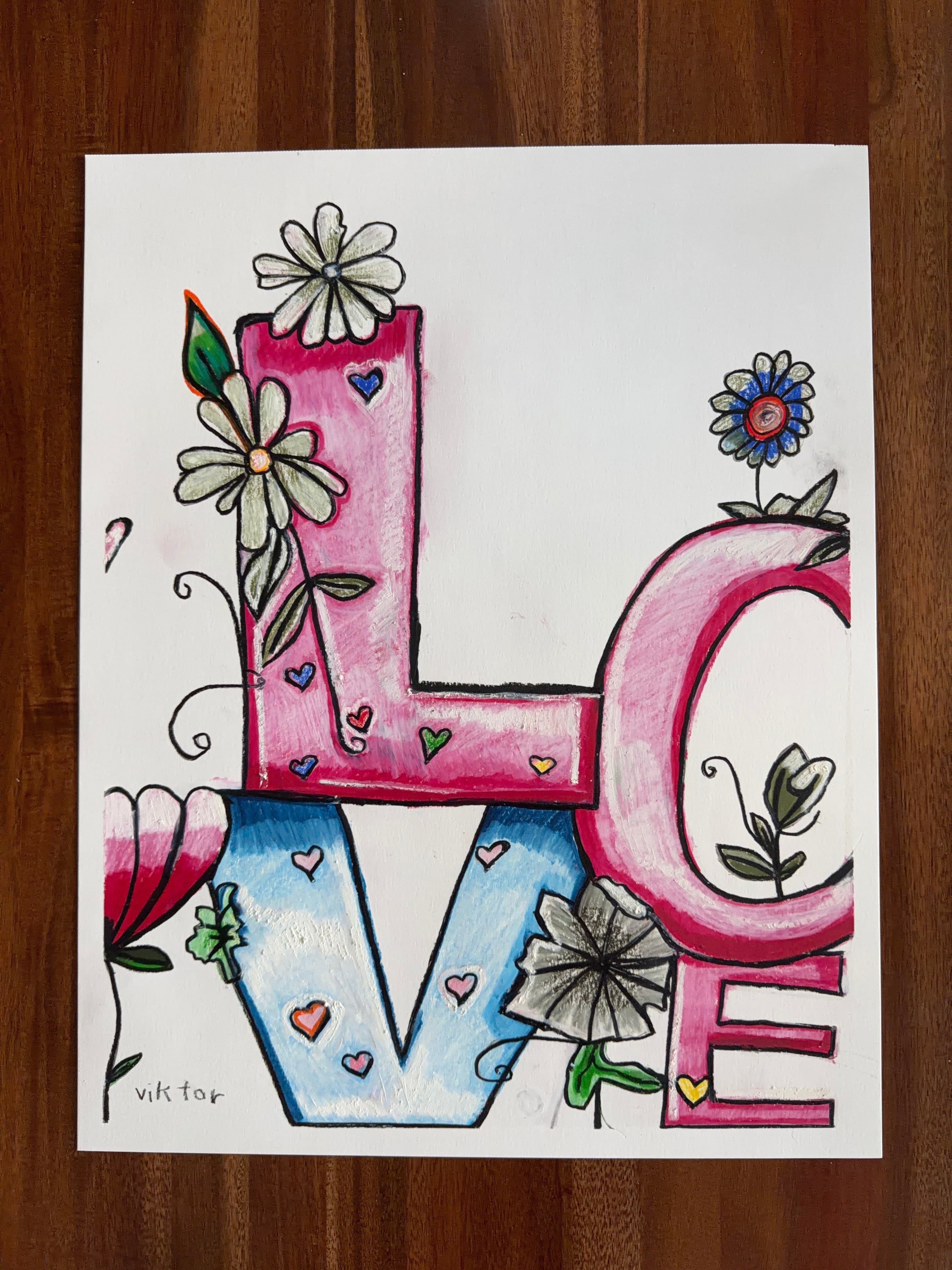 LOVE - ORIGINAL OIL PASTEL ARTWORK - 19x24"