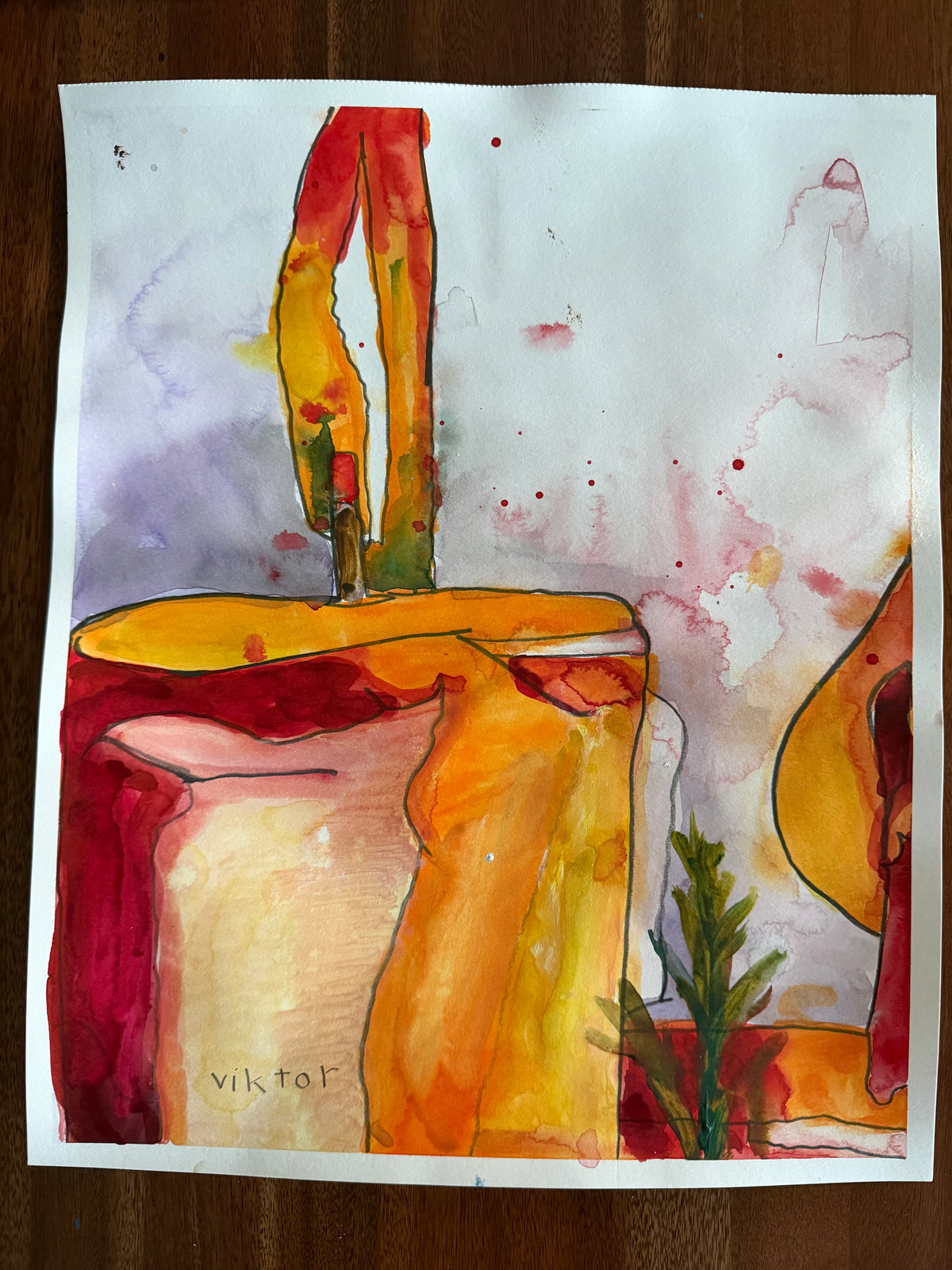 A Festive Accent - ORIGINAL Watercolor painting 14x17”