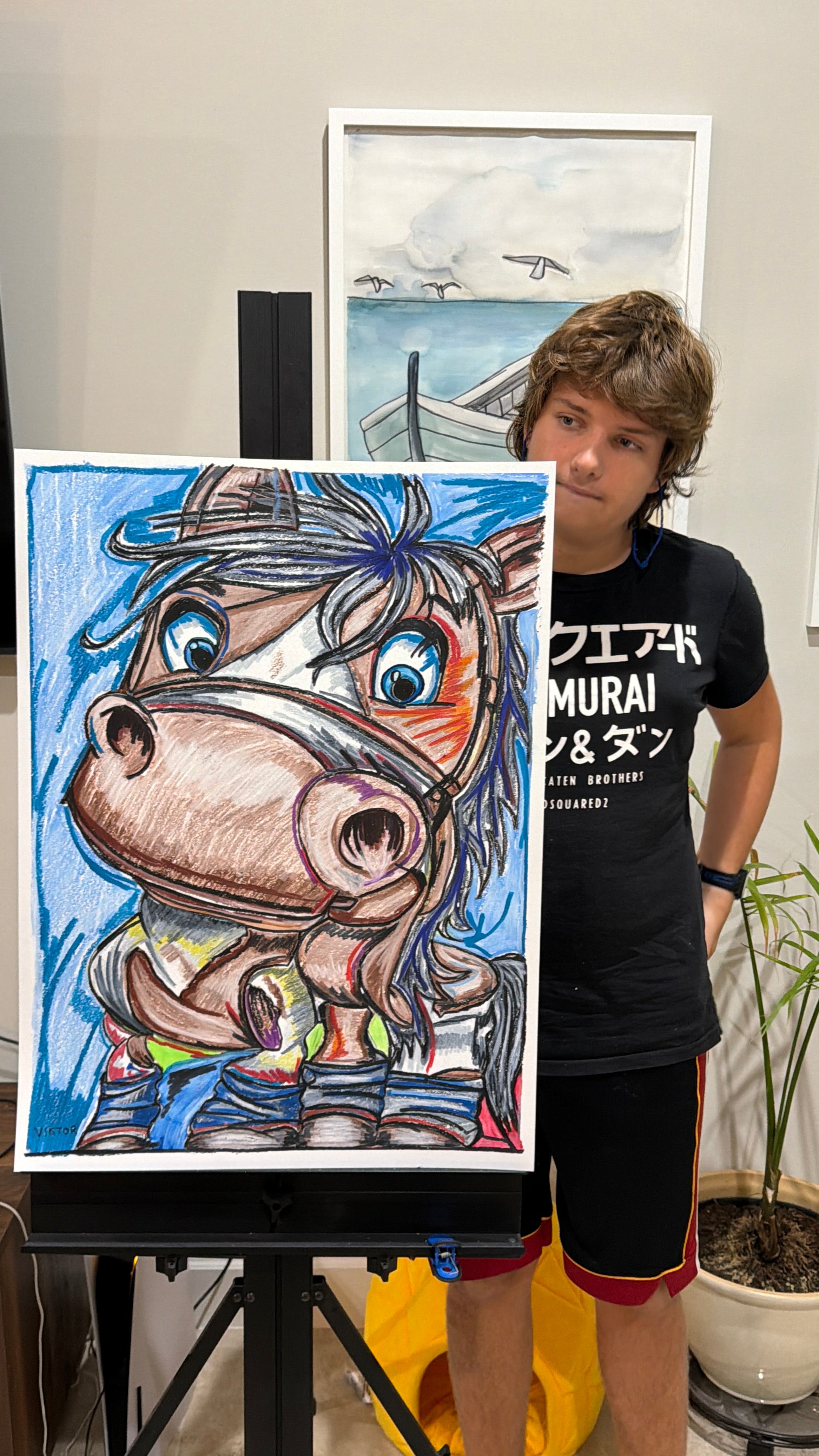 Cute Pony - ORIGINAL OIL PASTEL ARTWORK - 22x30" (video attached)