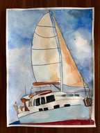 Sailing into Serenity - ORIGINAL Watercolor artwork 22x30”